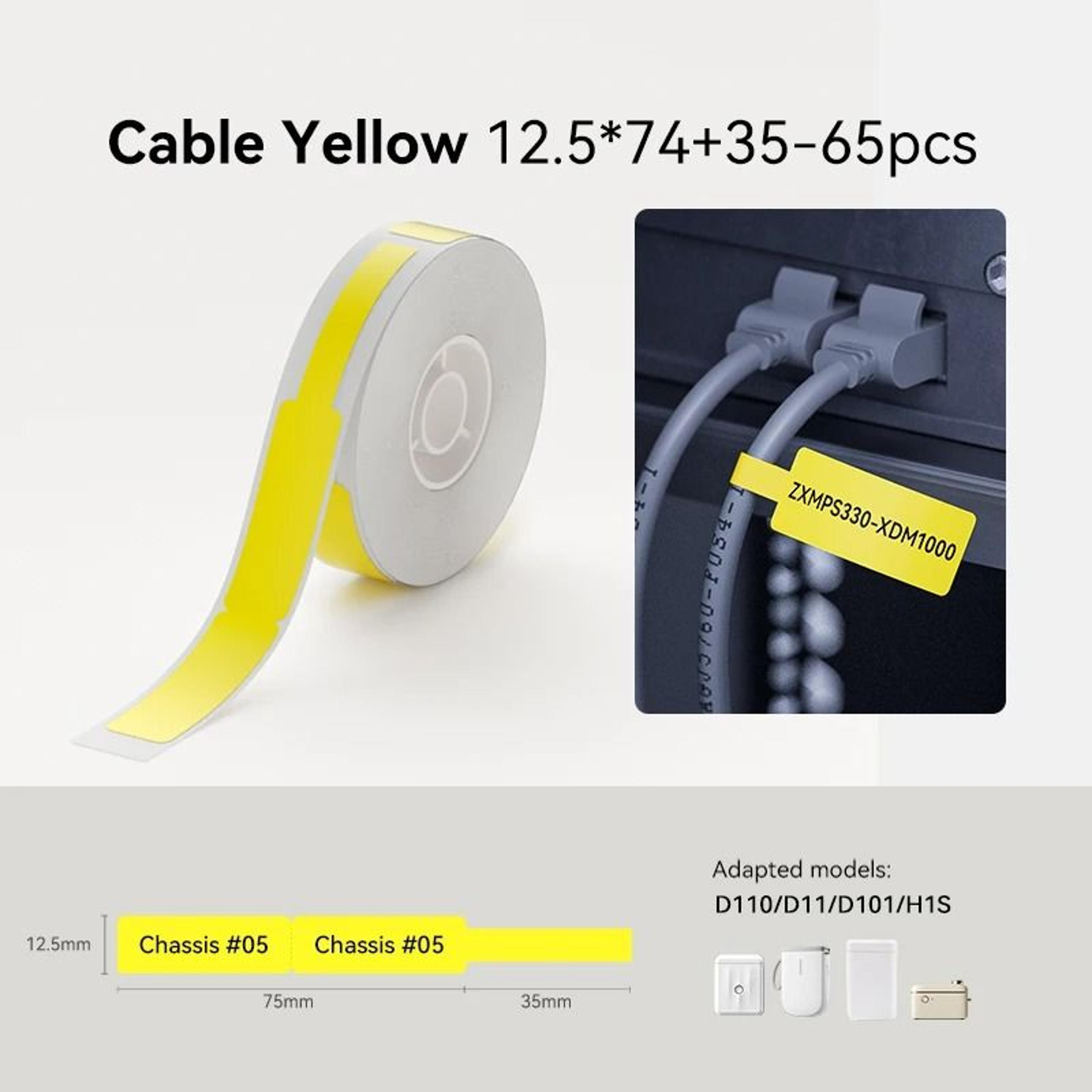 Official Niimbot D110  D11 Waterproof Thermal Label Rolls White Color Cable Sticker Tape 10