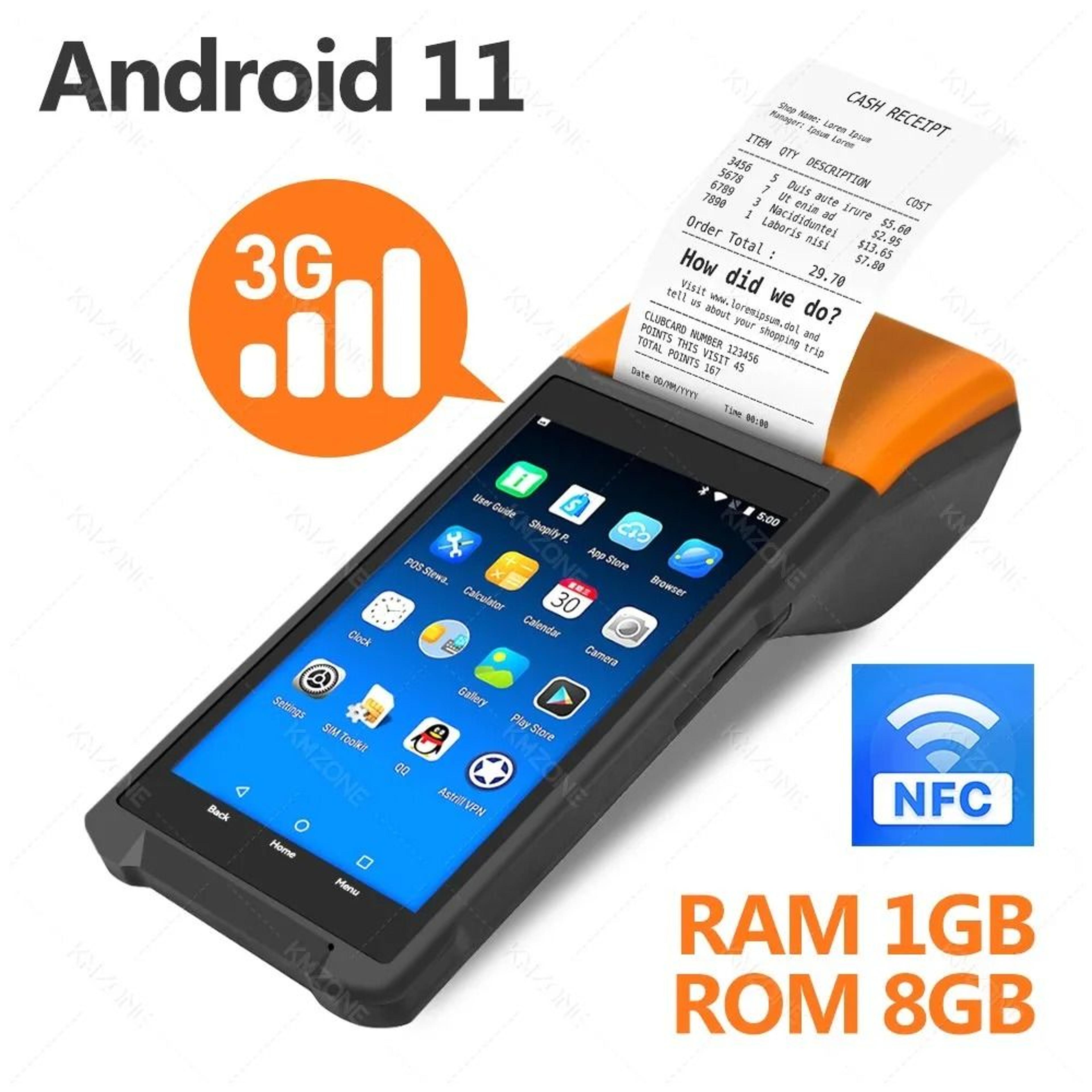Android PDA Terminal POS Machine 50 Touch Screen Builtin 58mm Thermal Printer WiFi GPS 7