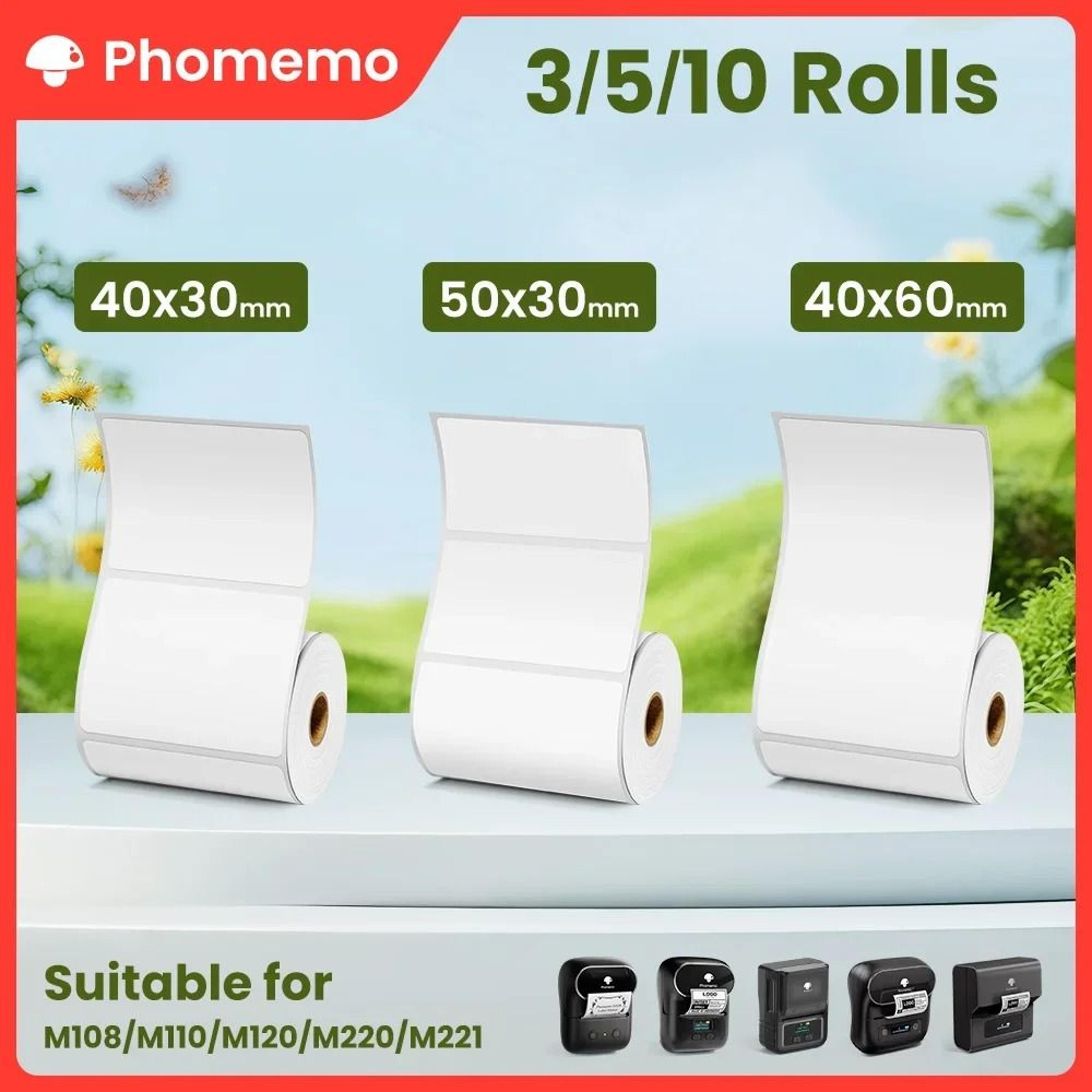 official phomemo m110 m220 m108 m200 m221 thermal label paper rolls white 40x30mm sticker set