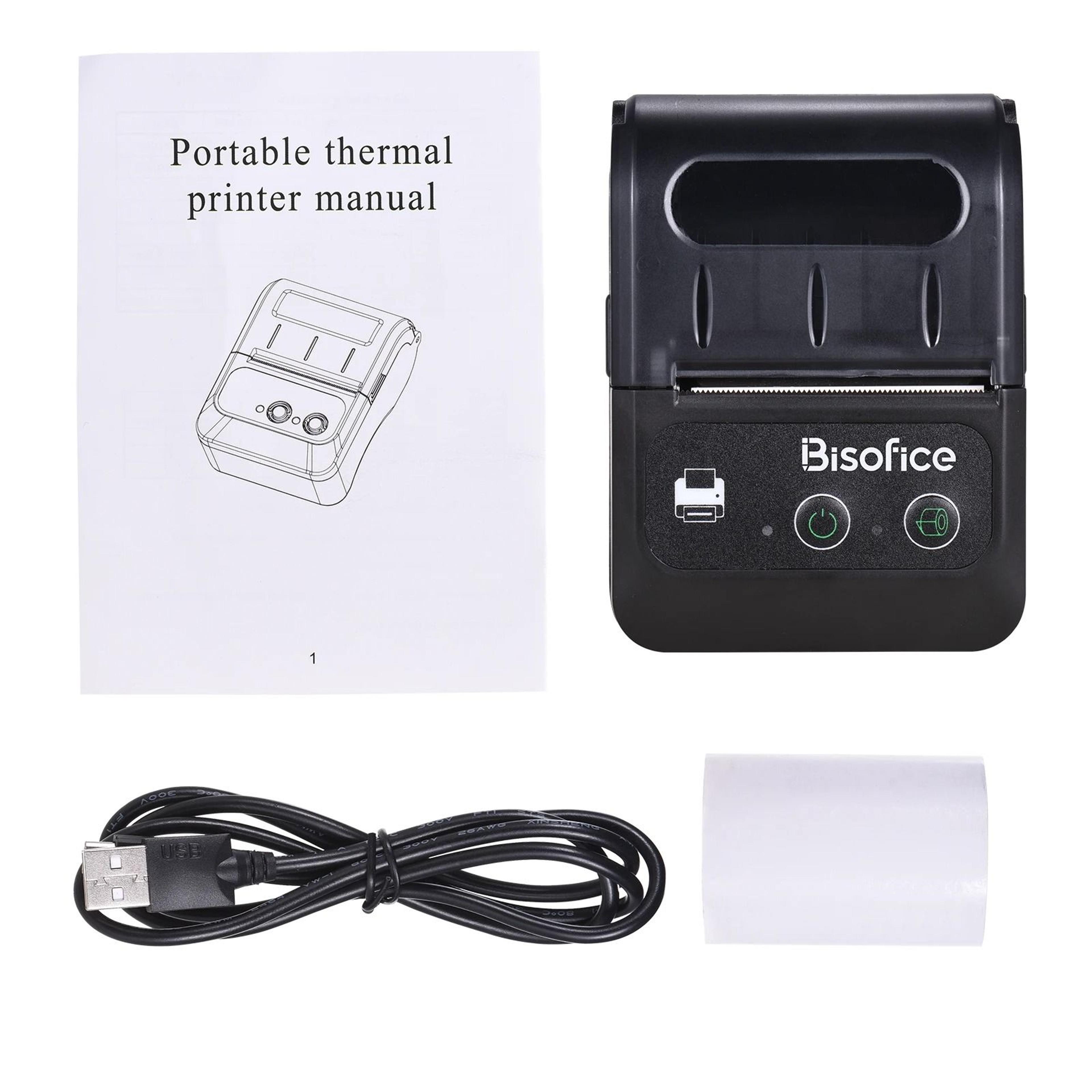 Bisofice Portable 58mm Thermal Label Printer Wireless Bluetooth Commercial Shipping Maker ESCPOS Co 5