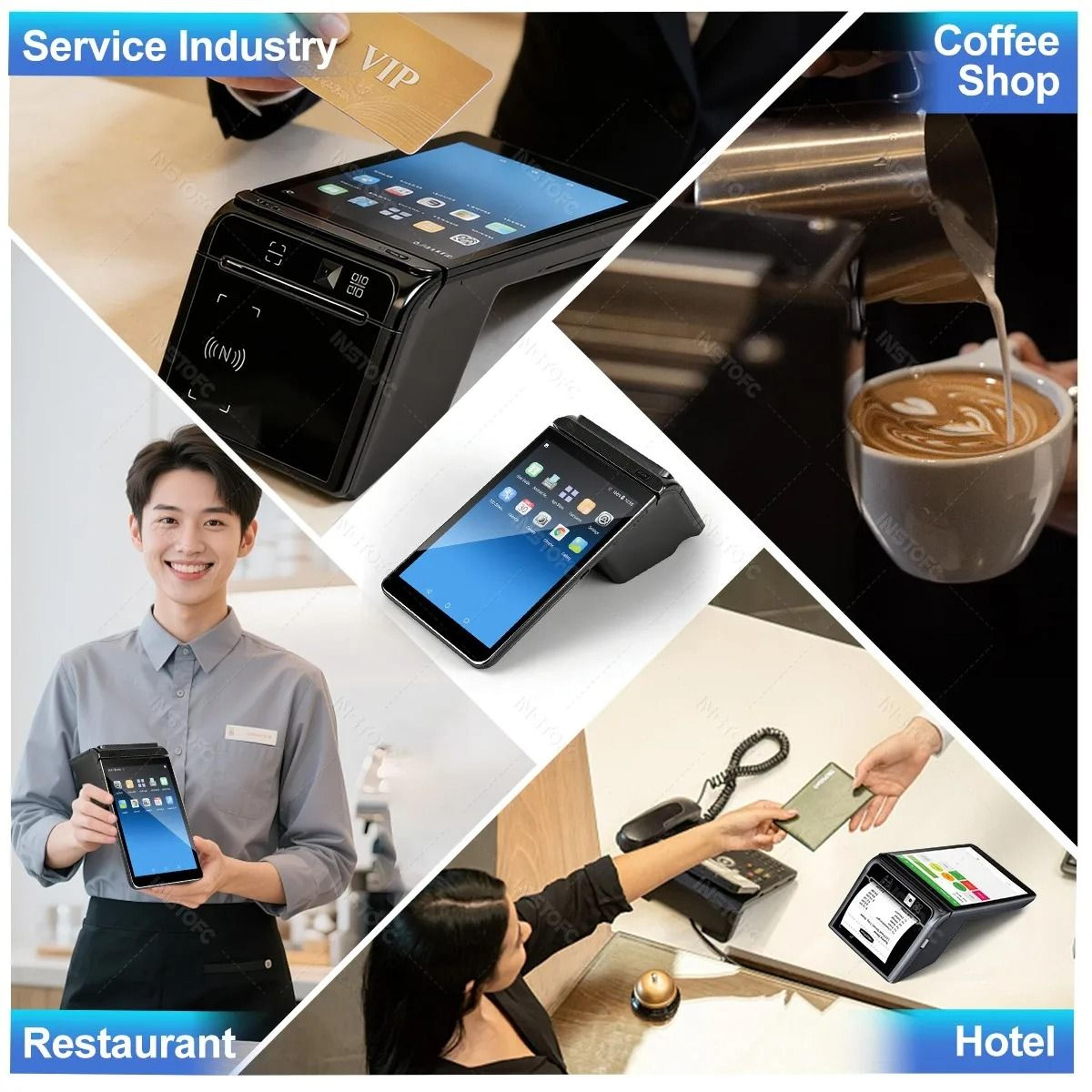 Android 14 AllInOne POS PDA Terminal With 58mm80mm Thermal Receipt Printer  NFC 5