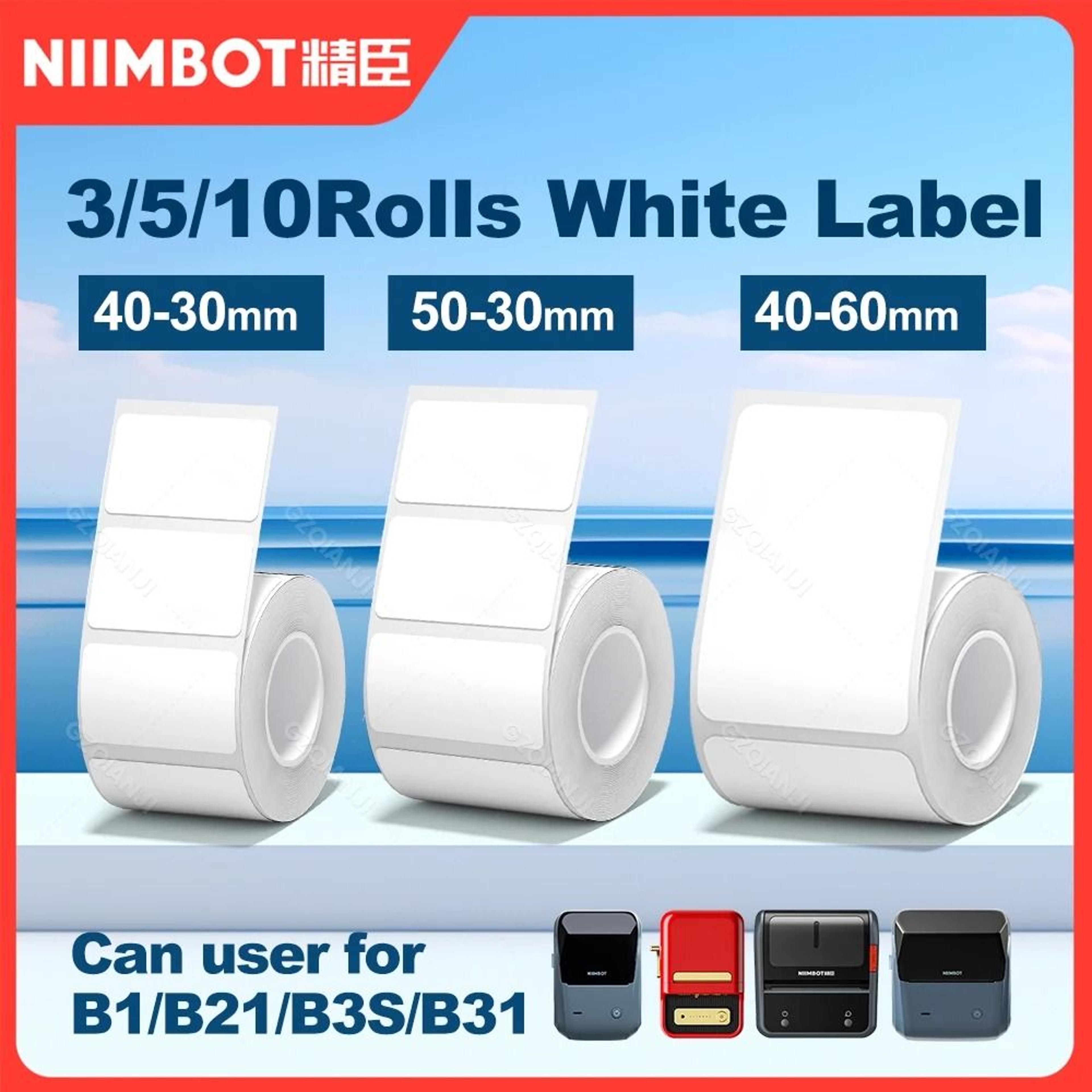 niimbot white thermal label paper waterproof self-adhesive sticker rolls for b1 & b21 printer