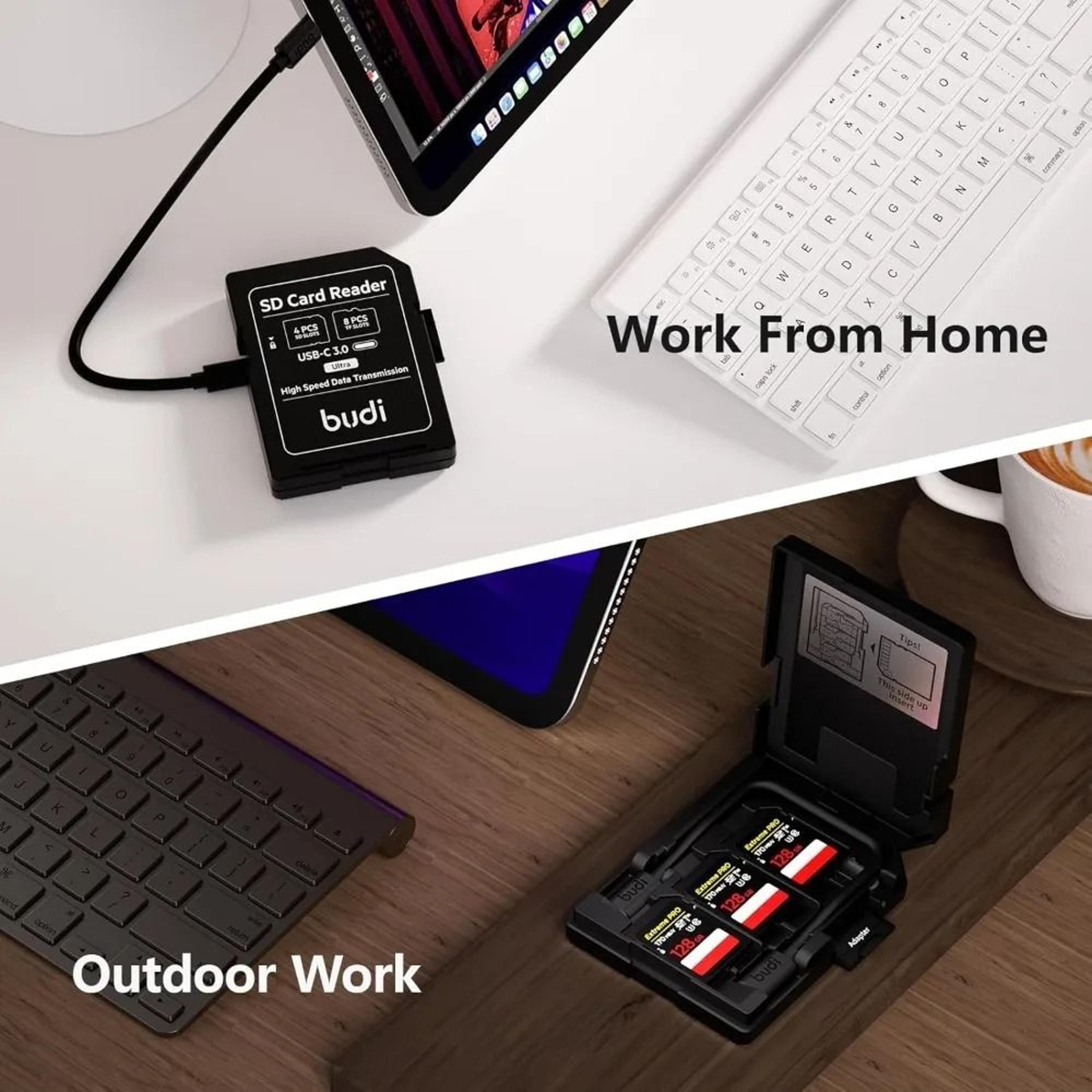 BUDI MultiSlot SD  TF Memory Card Storage Case With HighSpeed USBC Card Reader 5