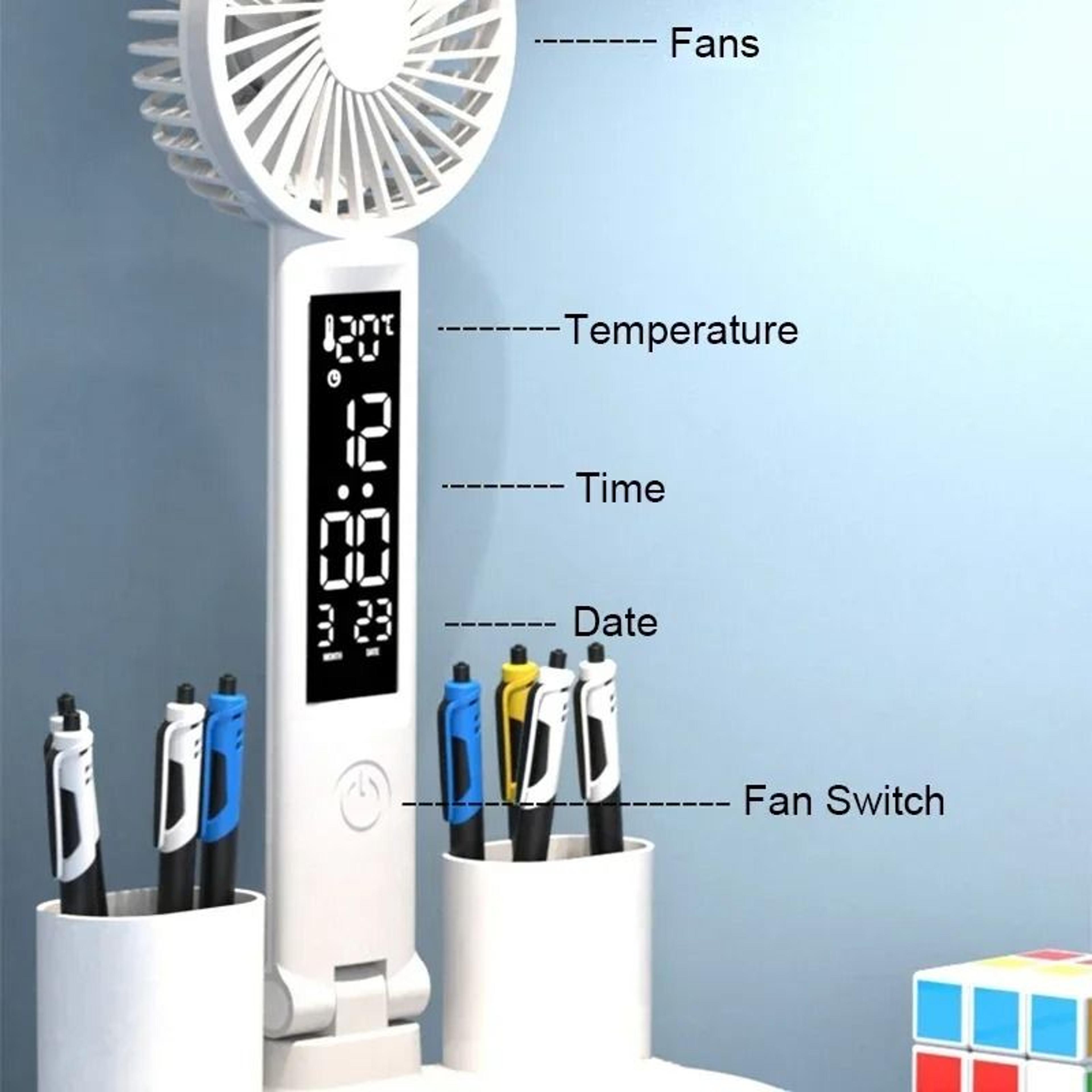 Multifunction 4Headed Folding LED Desk Lamp With Cooling Fan  Digital Clock Display 2