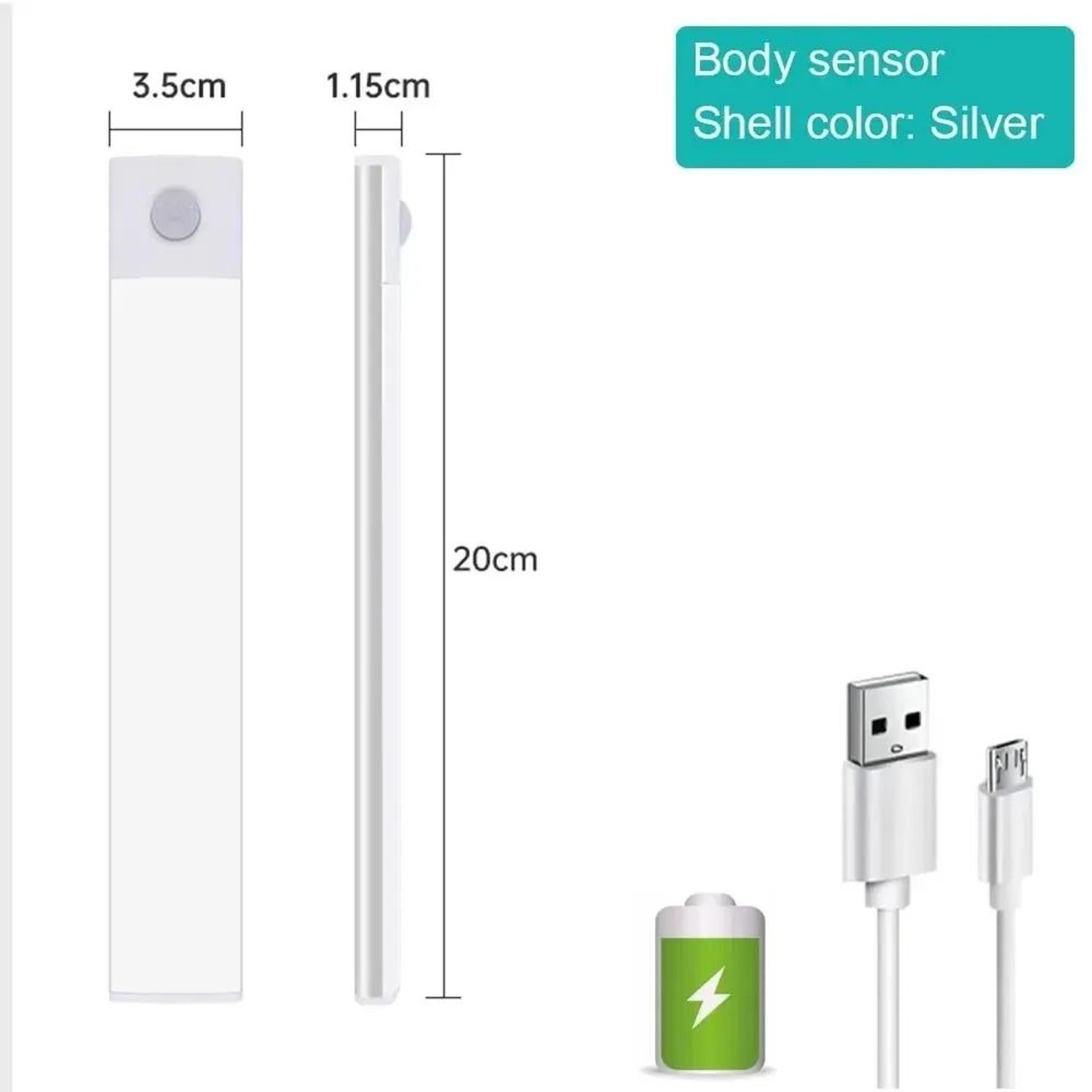 Wireless Magnetic Motion Sensor LED Under Cabinet Light USB Rechargeable 3Color Closet Night Light 6