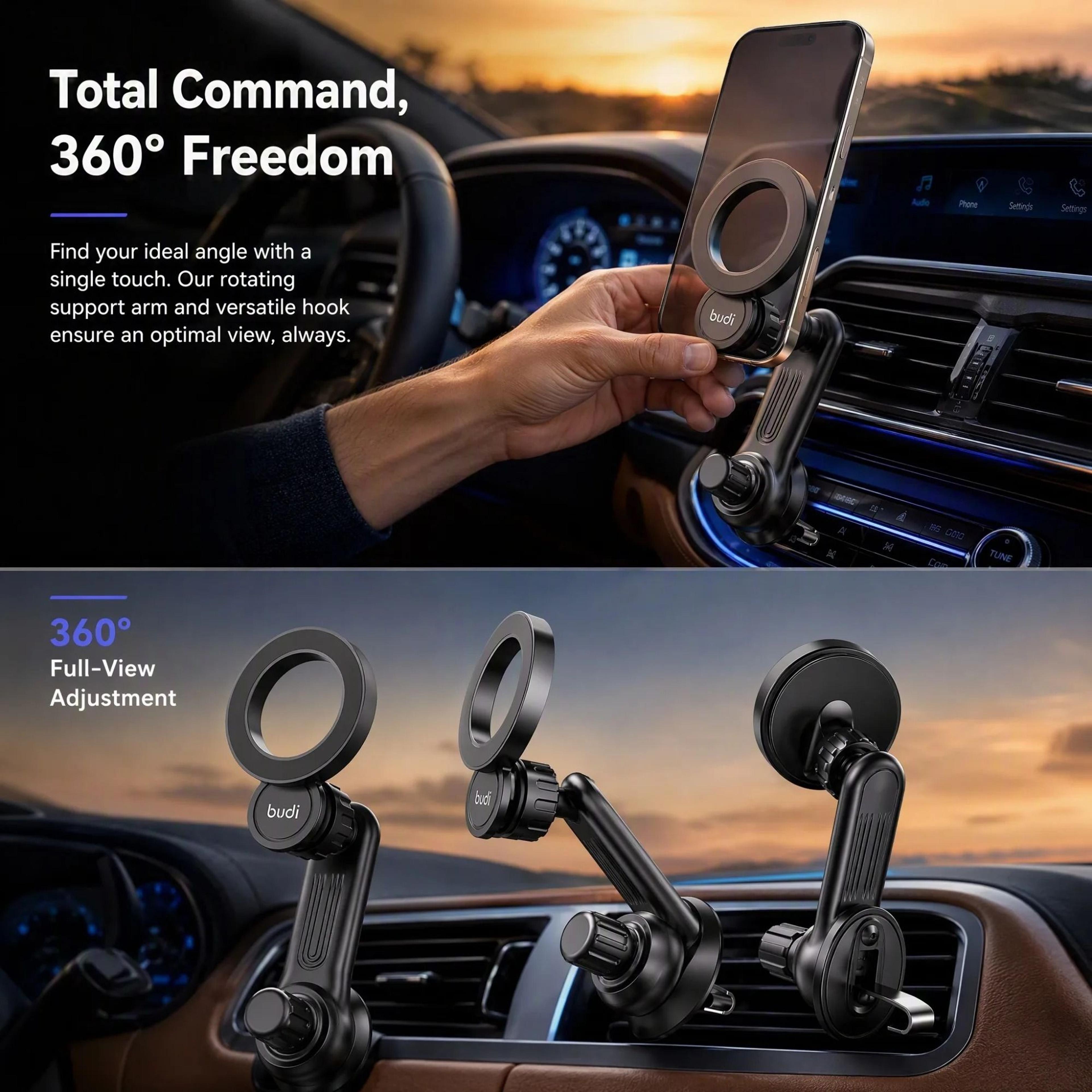 Magnetic Air Vent Car Phone Mount  360 Rotatable Hook Holder With 36 Magnets 4