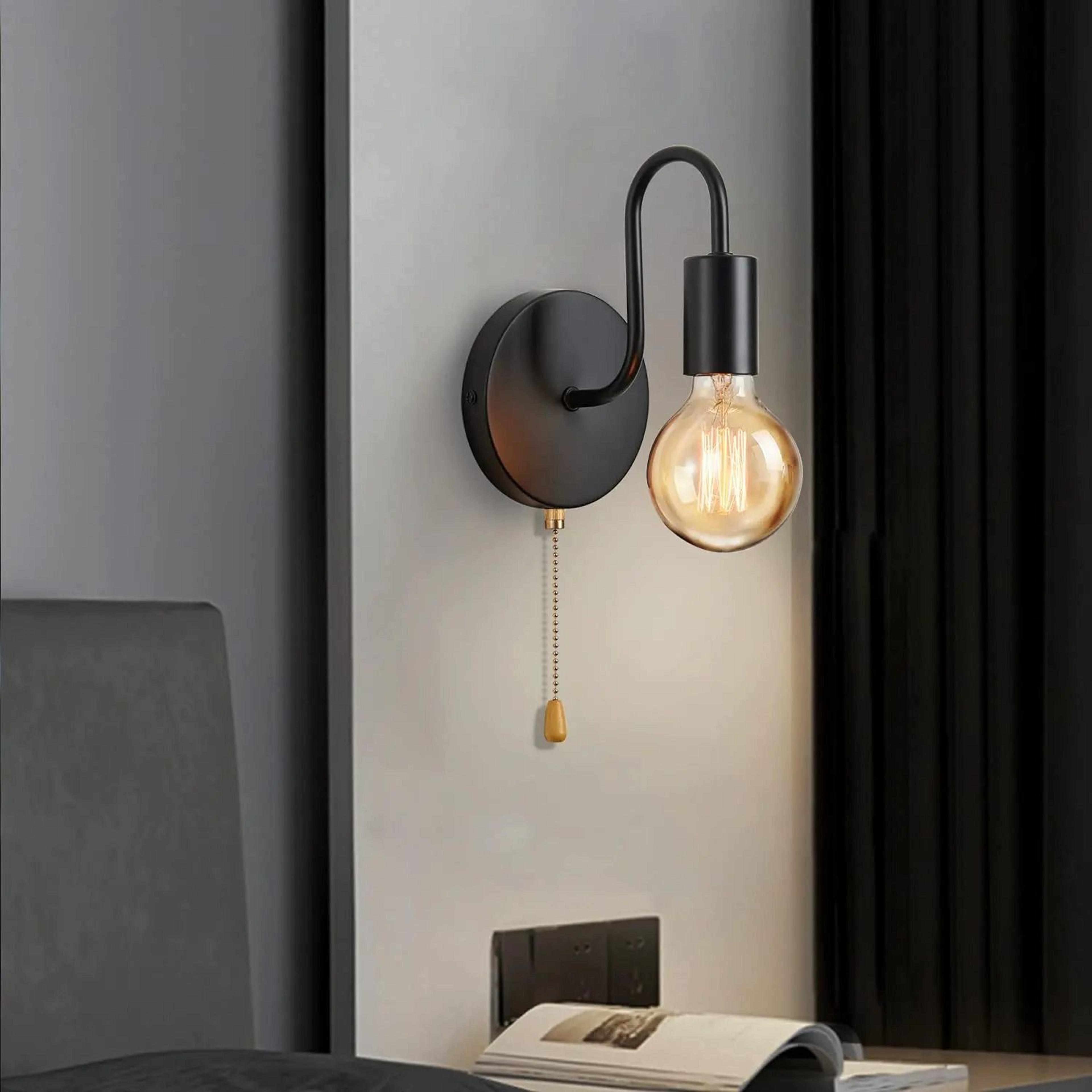 Nordic Industrial Black Iron Wall Sconce  Modern E27 Bedside  Vanity Lamp Fixture 5