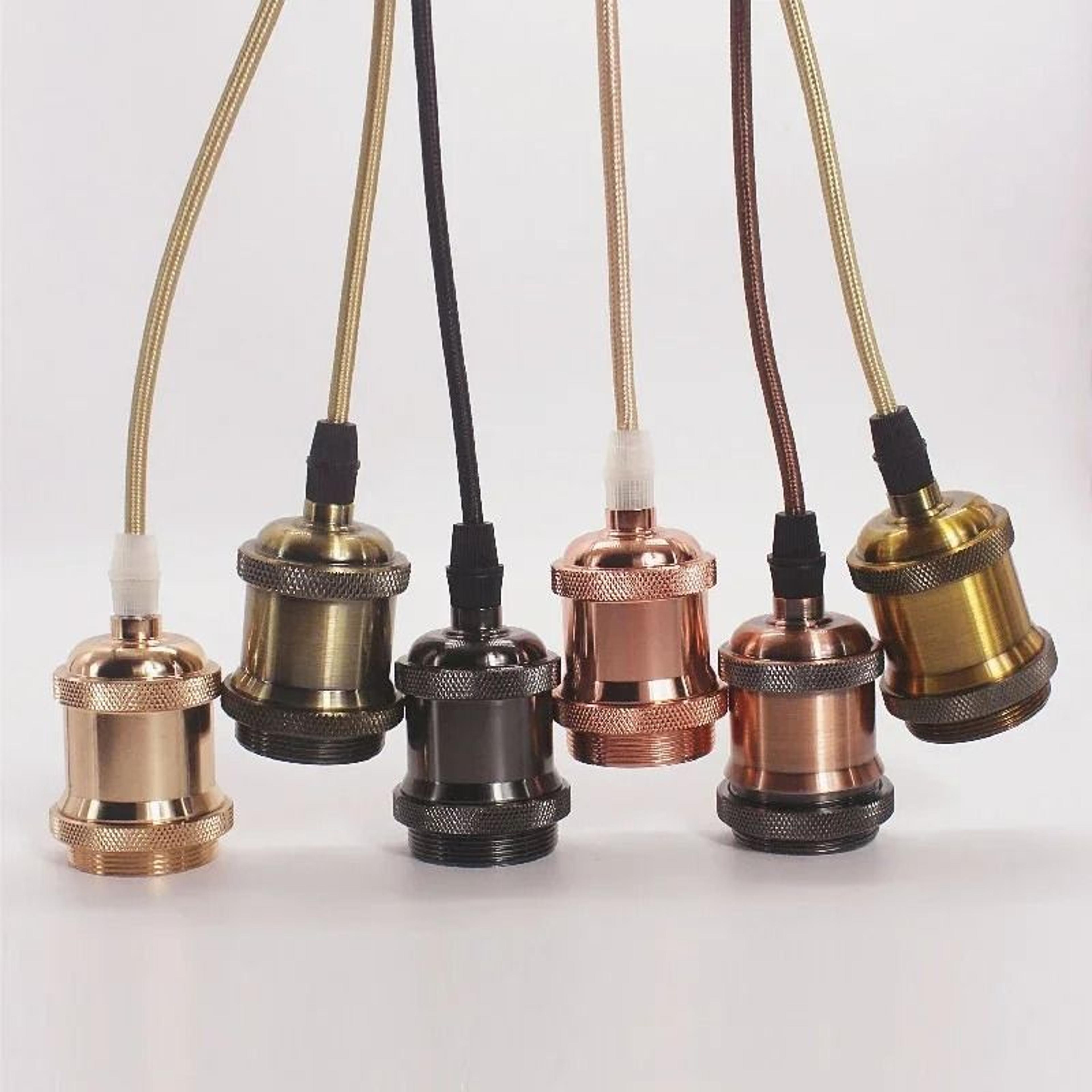 Vintage Antique Copper E27 Pendant Light Cord Kit  Hanging Metal Lamp Holder 2