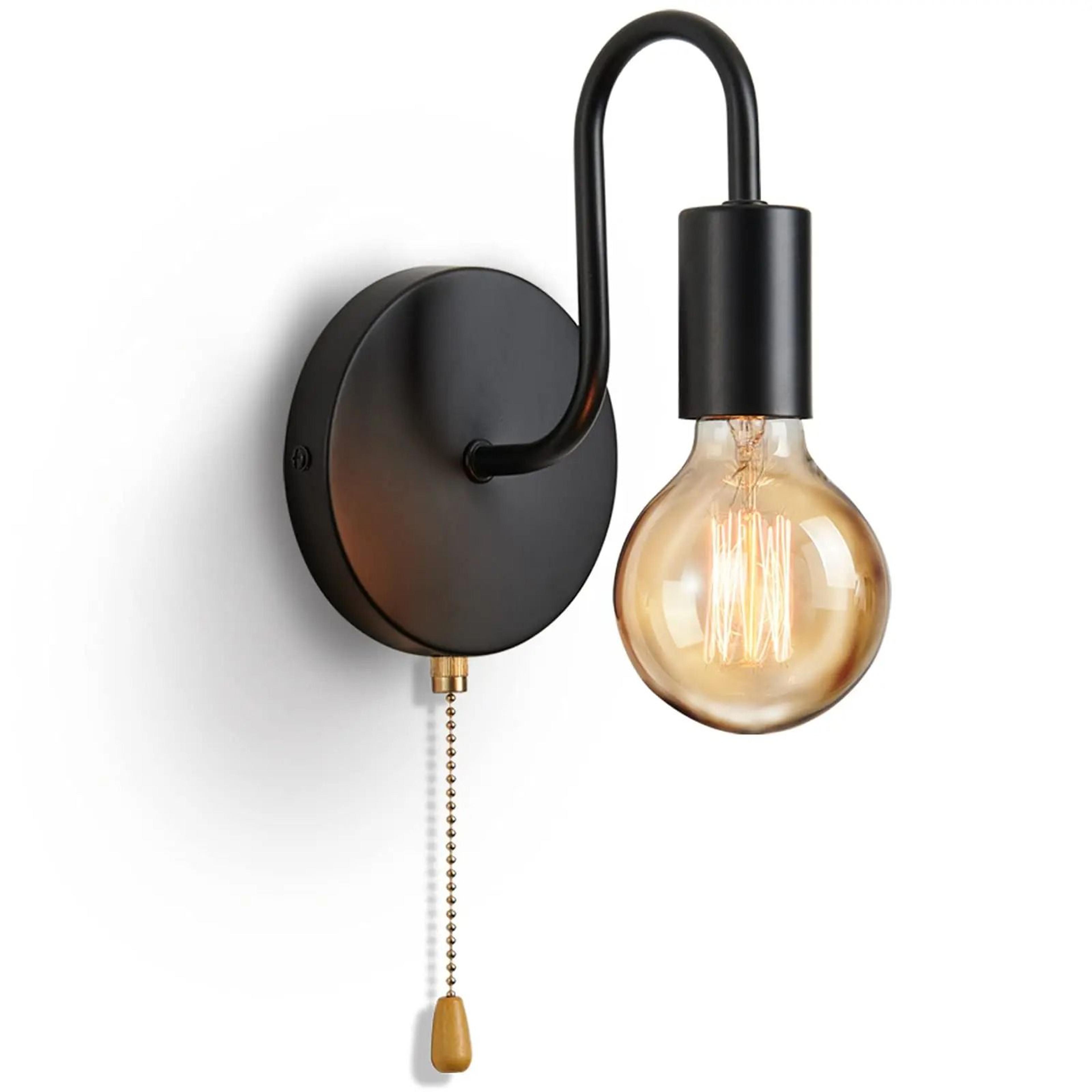 Nordic Industrial Black Iron Wall Sconce  Vintage E27 Bedside  Vanity Lamp Fixture 7