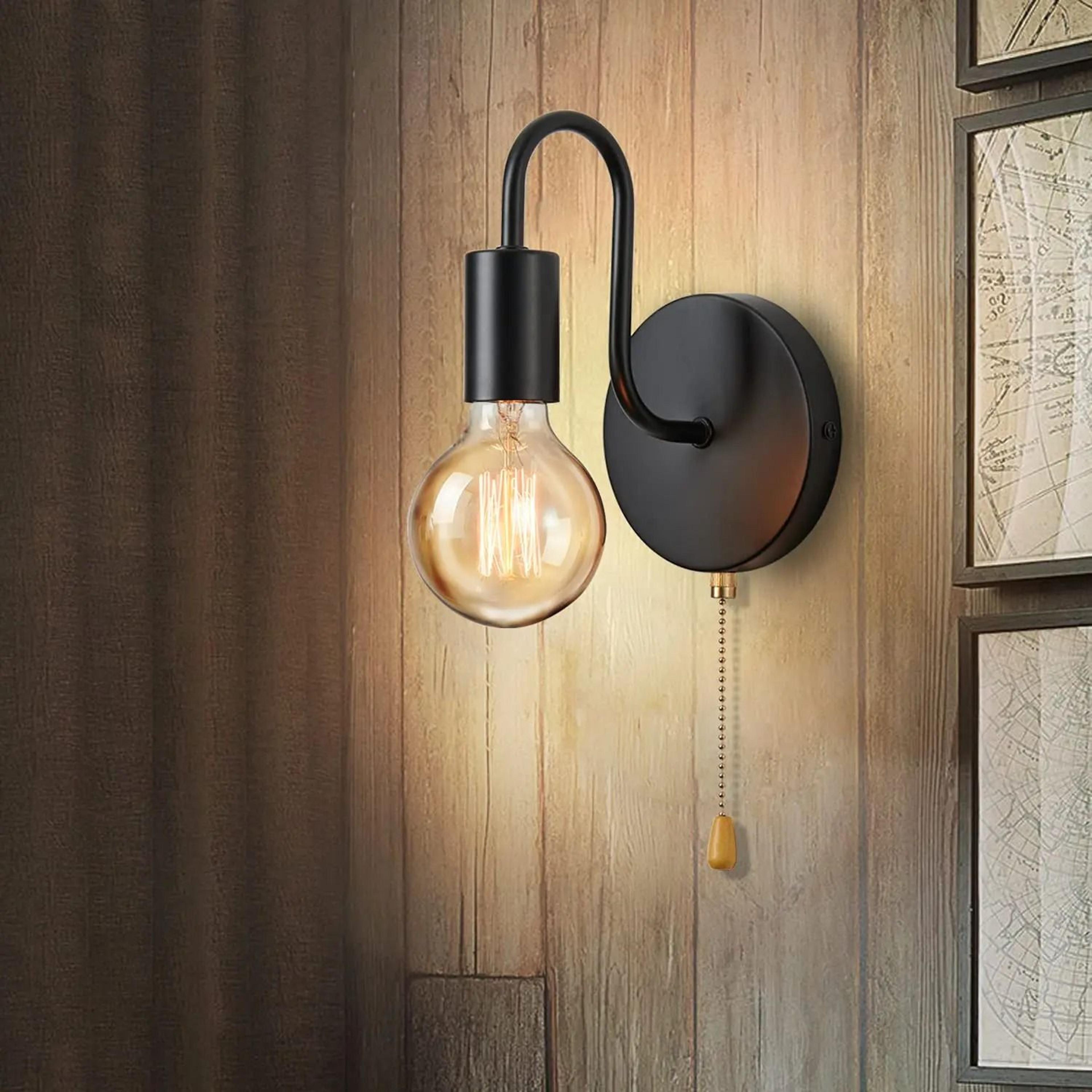 Nordic Industrial Black Iron Wall Sconce  Vintage E27 Bedside  Vanity Lamp Fixture 4
