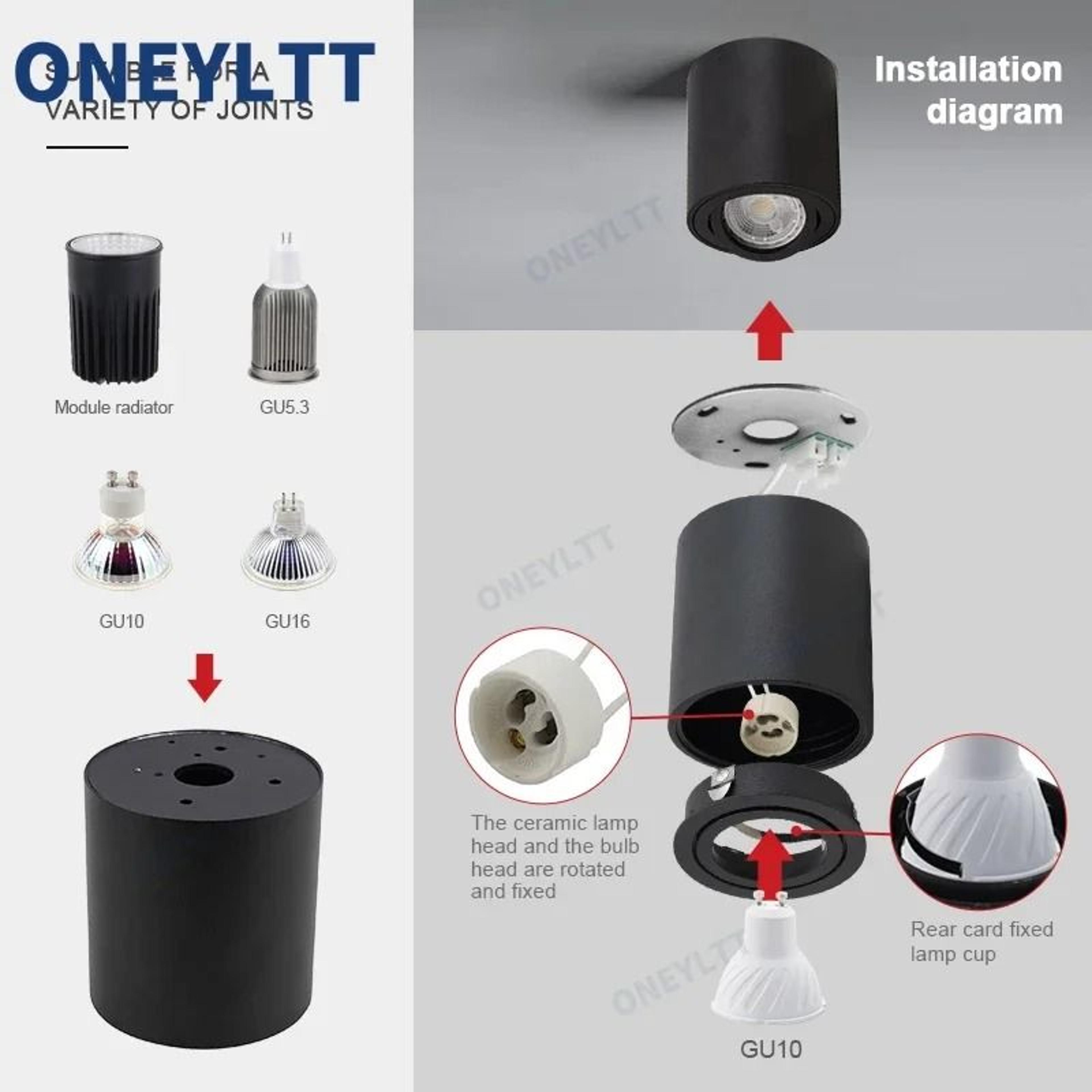 Modern SurfaceMounted Round GU10 Ceiling Spotlight Fixture  Cylindrical Downlight 5