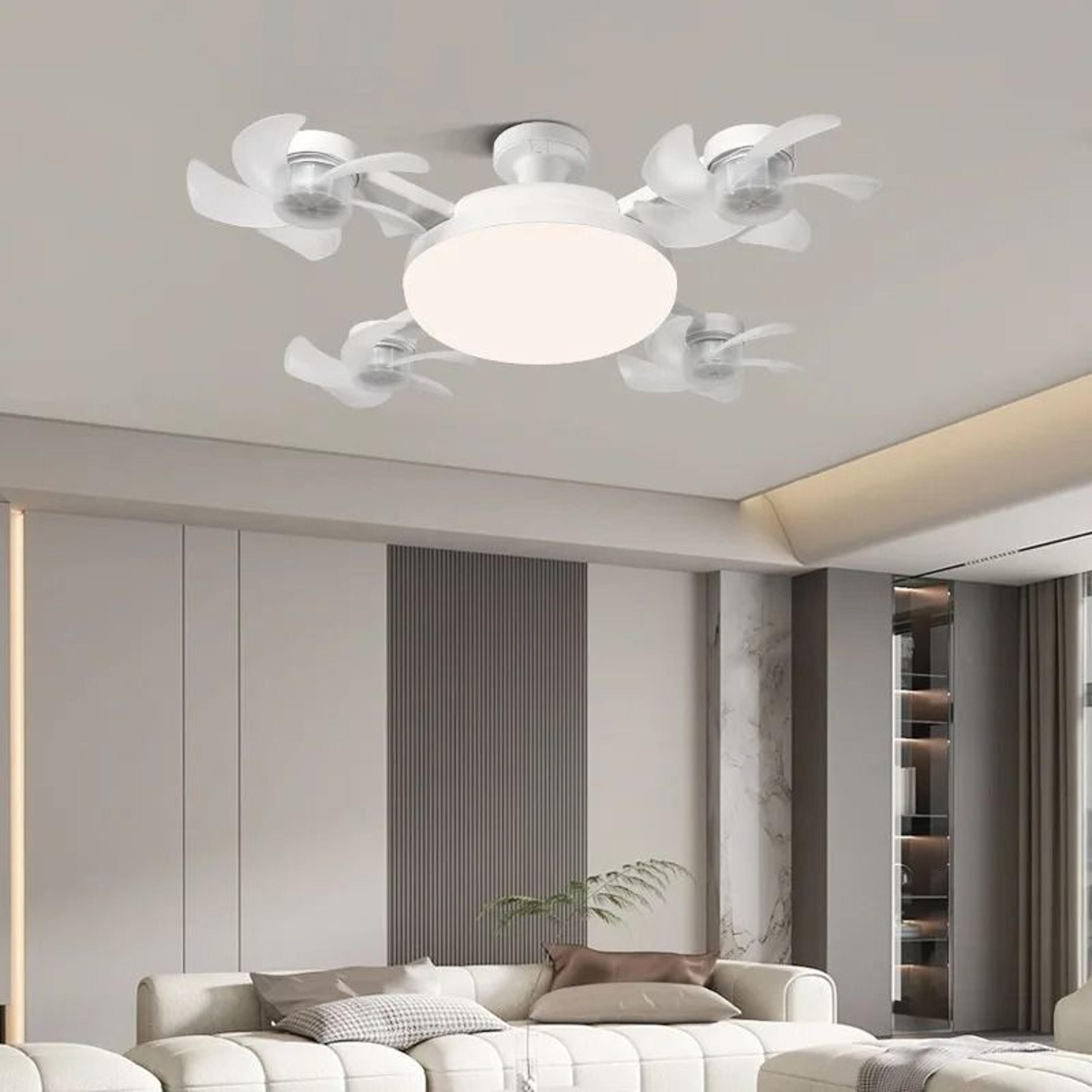 Intelligent E27 ScrewIn Ceiling Fan With LED Light  Silent HighAirflow Kitchen  Dining Lamp 0