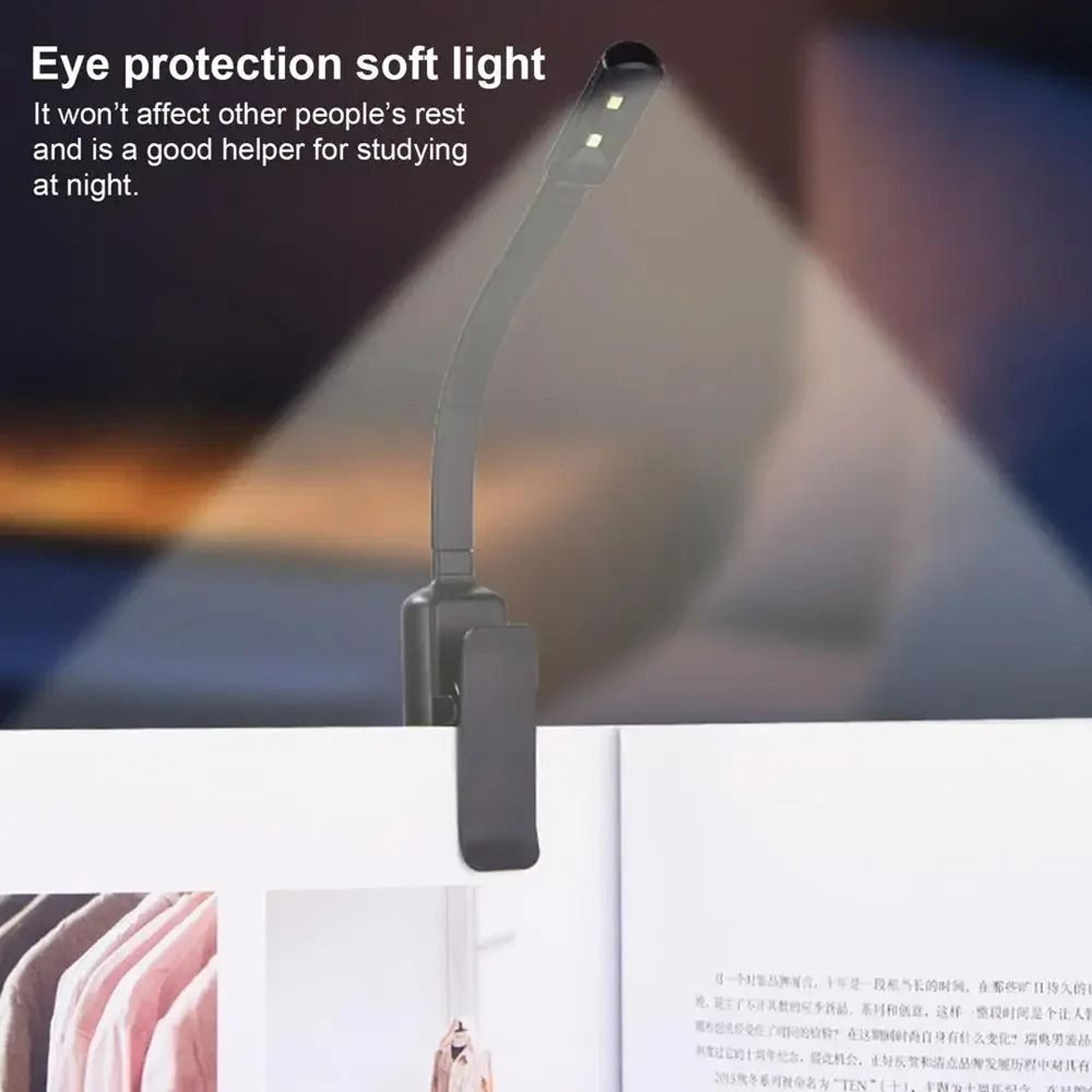 Portable LED ClipOn Reading Book Light  USB Rechargeable Travel  Study Lamp 2