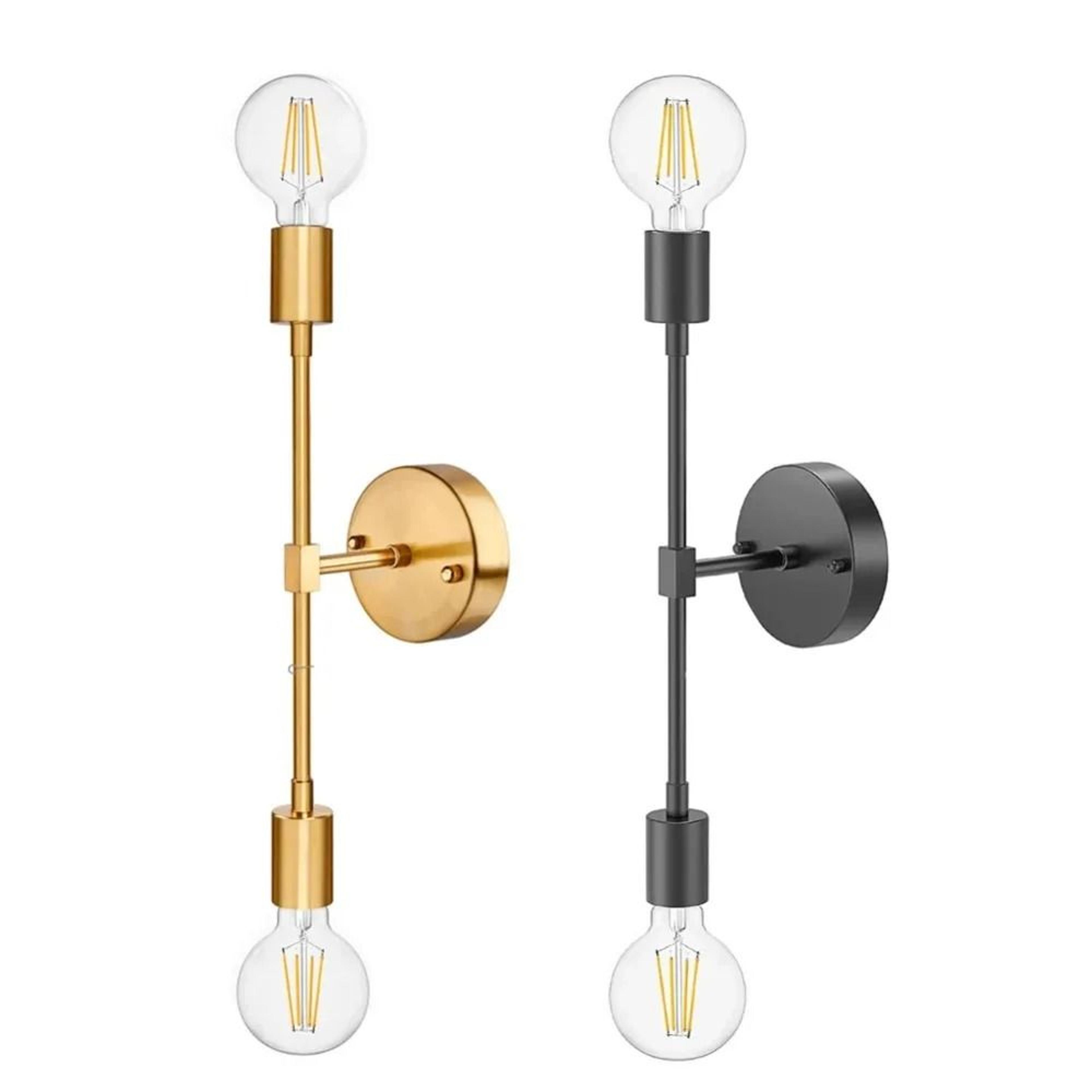 Modern Golden DualHead Wall Sconce  Minimalist E27 Double Light Fixture For Bedroom  Corridor 0