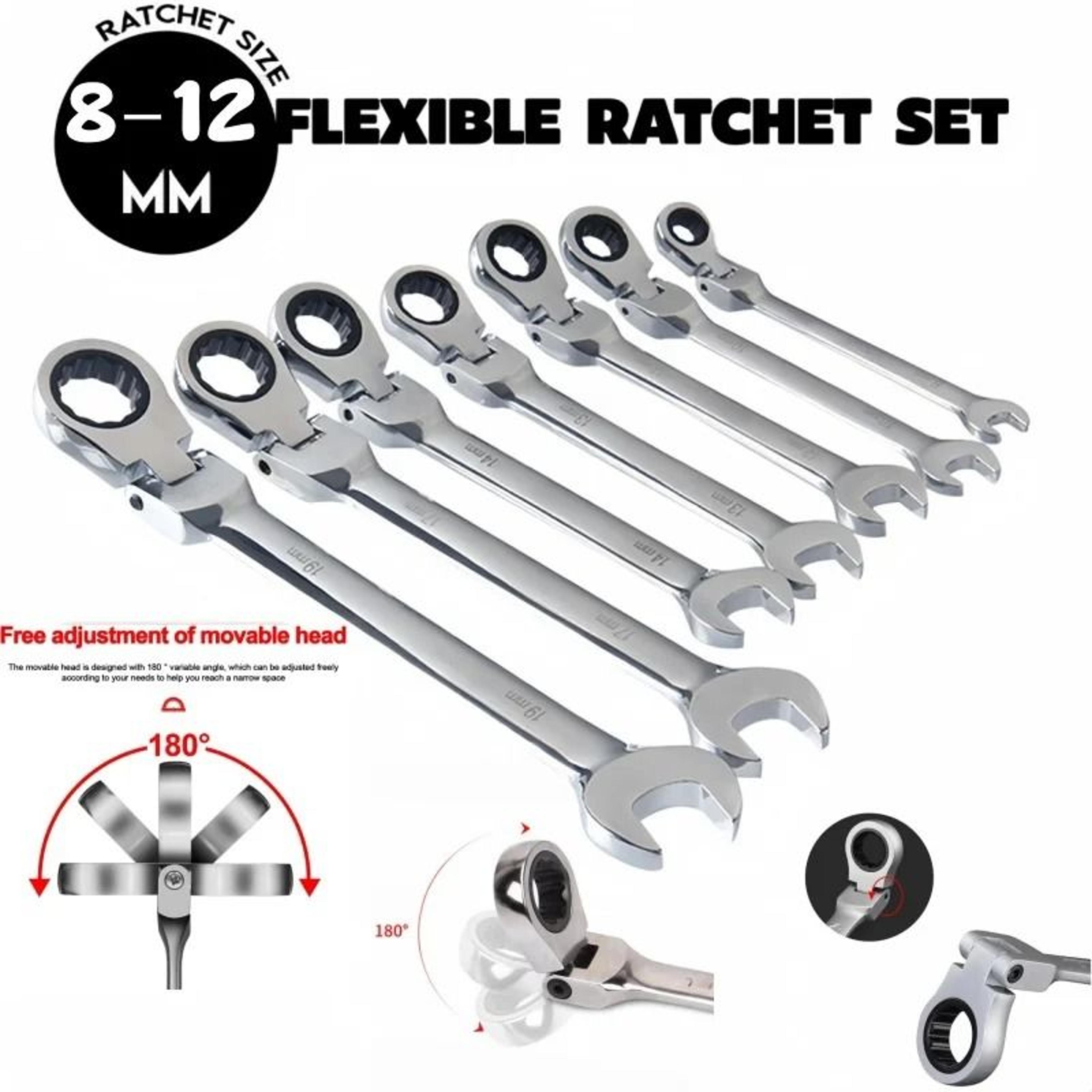 adjustable ratchet wrench (8mm–12mm) – flexible combination spanner for auto & mechanical repair