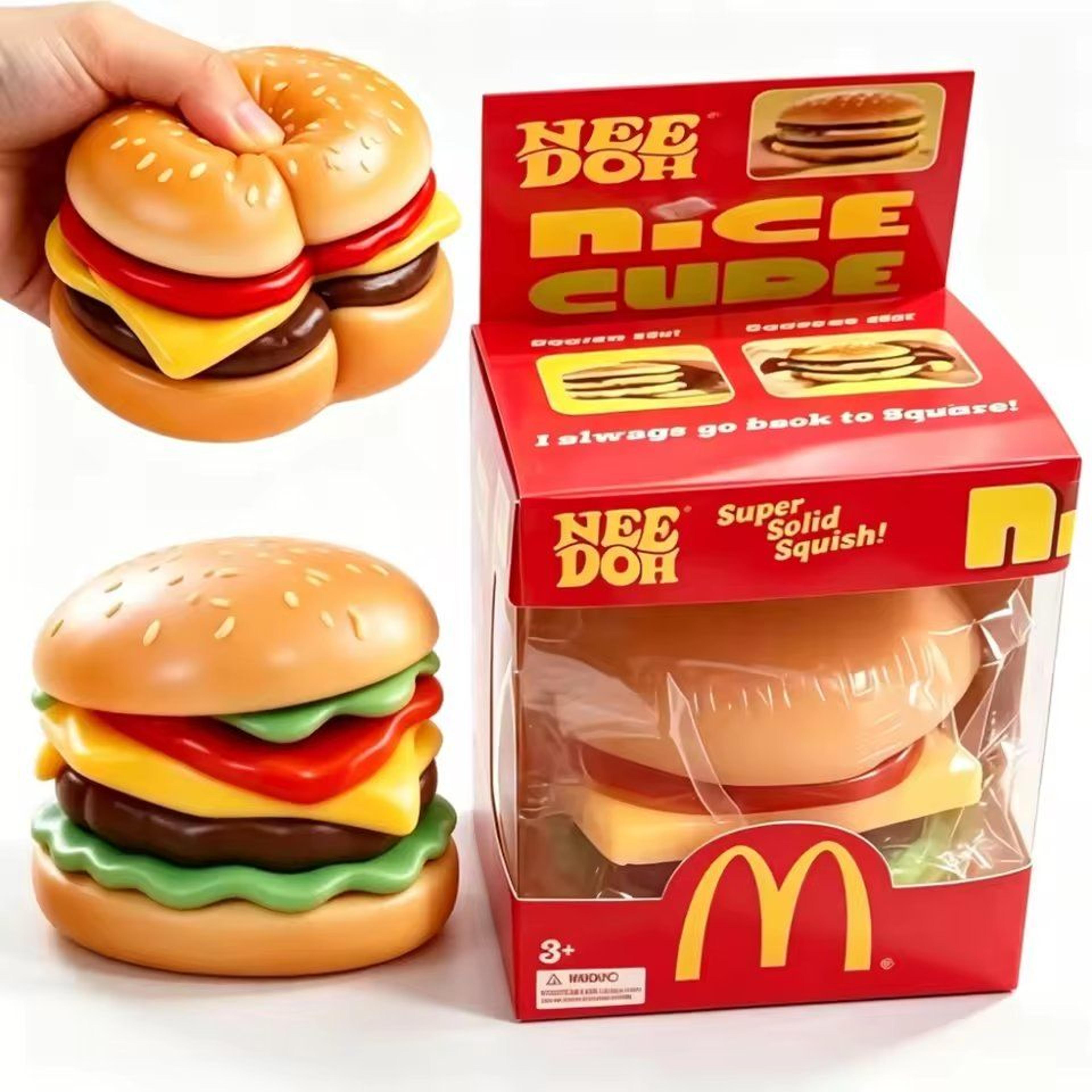 needoh burger squishy fidget toy slow rebound hamburger stress relief squeeze toy