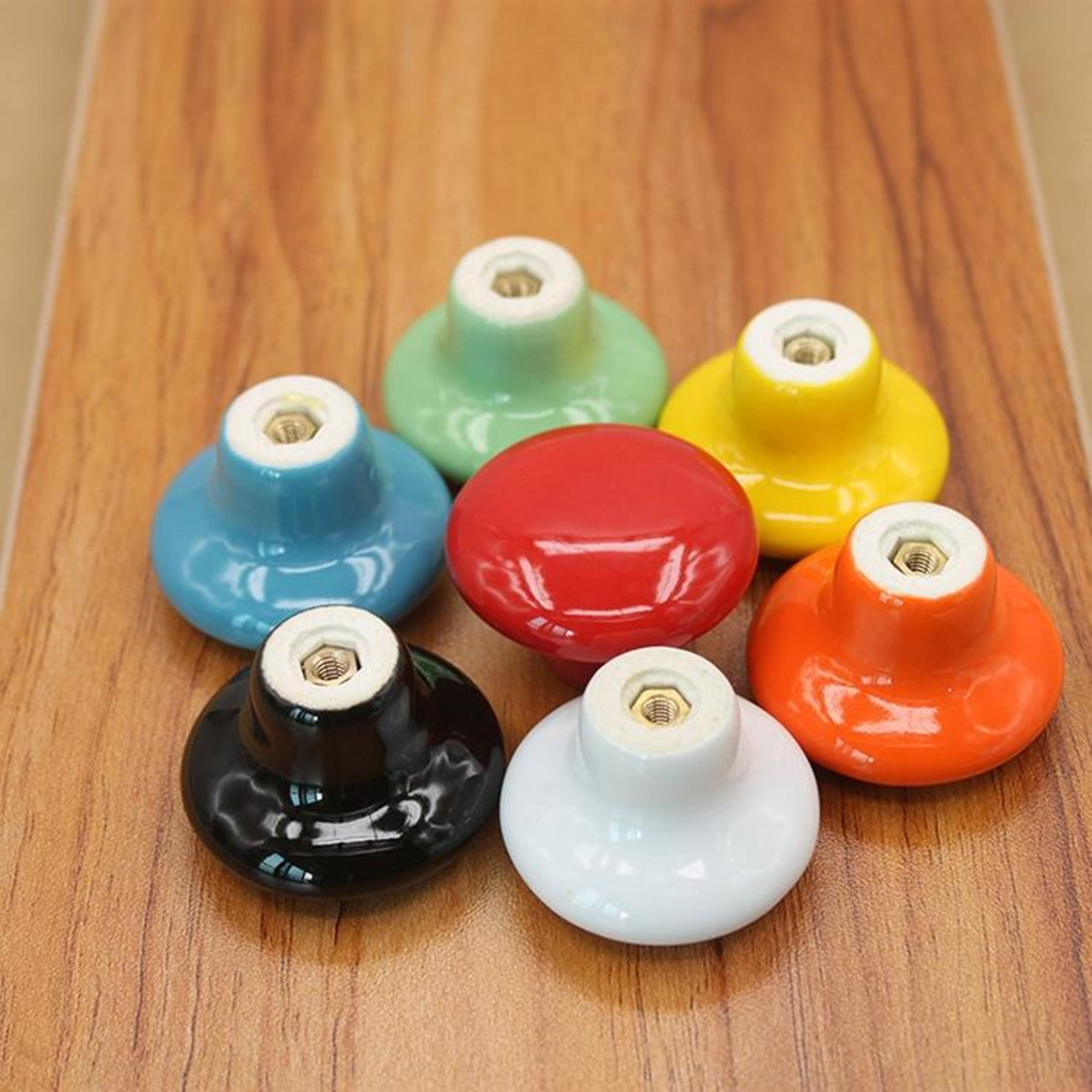 Orange Ceramic Cabinet Knob Drawer Handle Modern Literary Furniture Hardware Accent 2