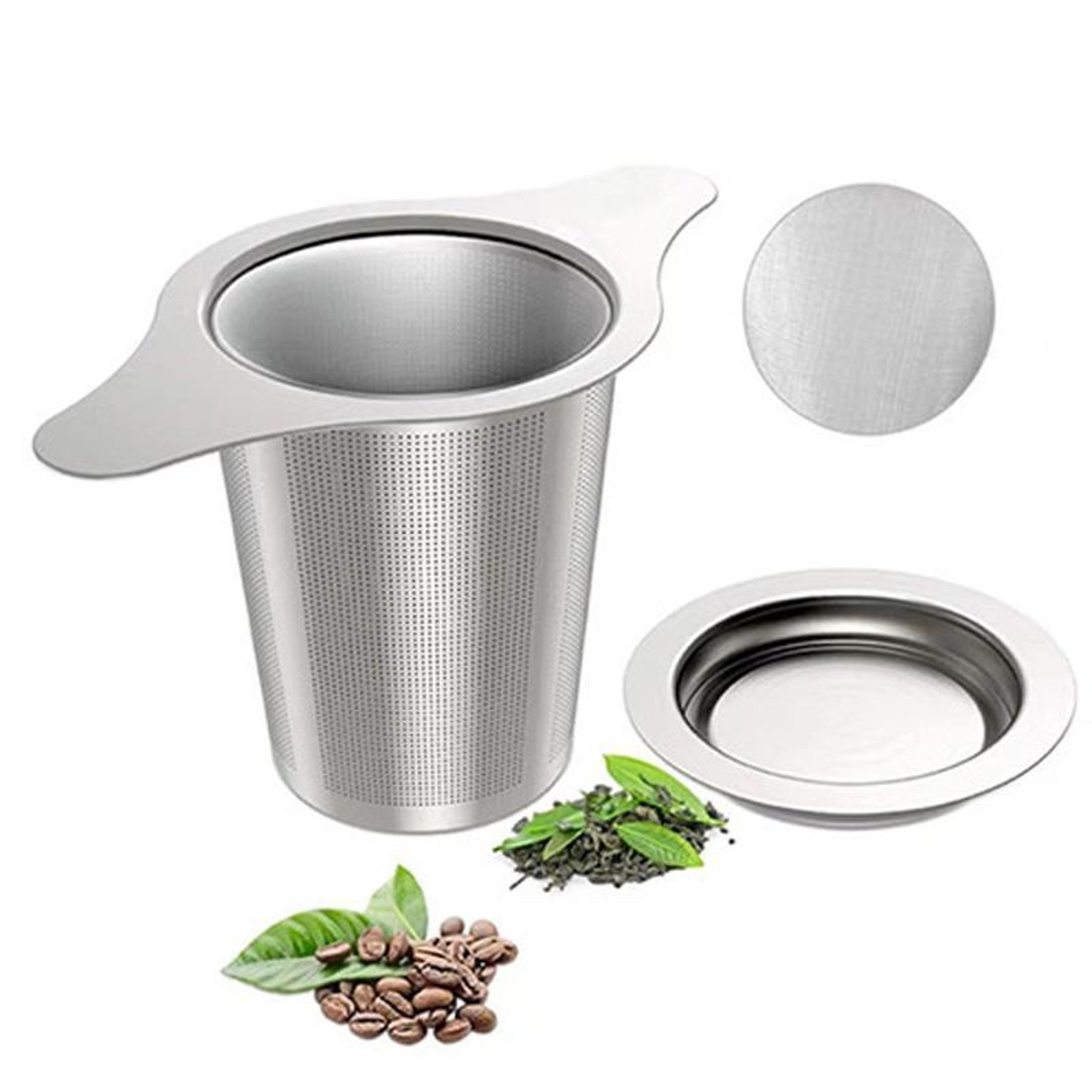 stainless steel tea strainer with lid dual handle loose leaf tea infuser