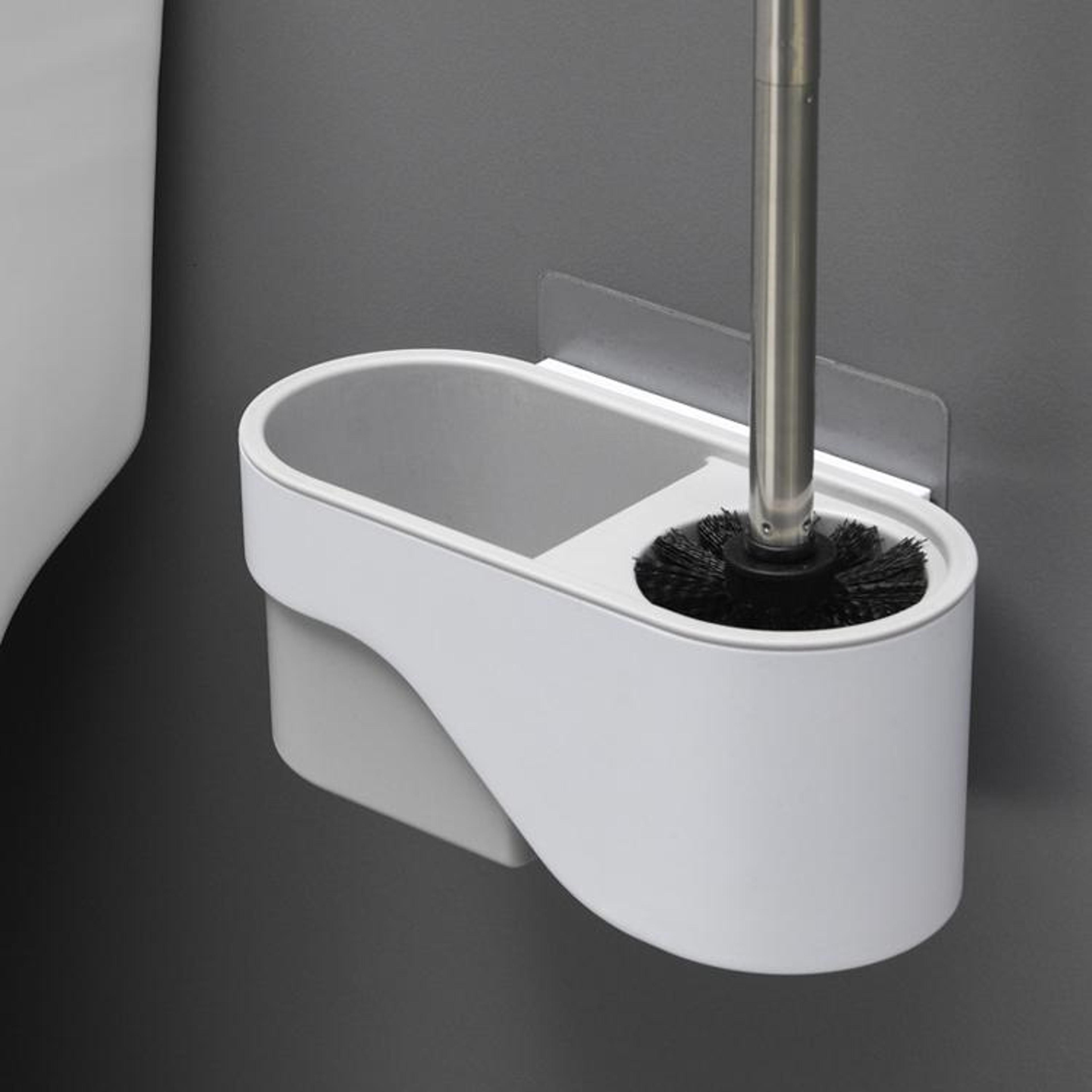 wall mounted no drill toilet brush long handle bathroom cleaning brush elegant gray
