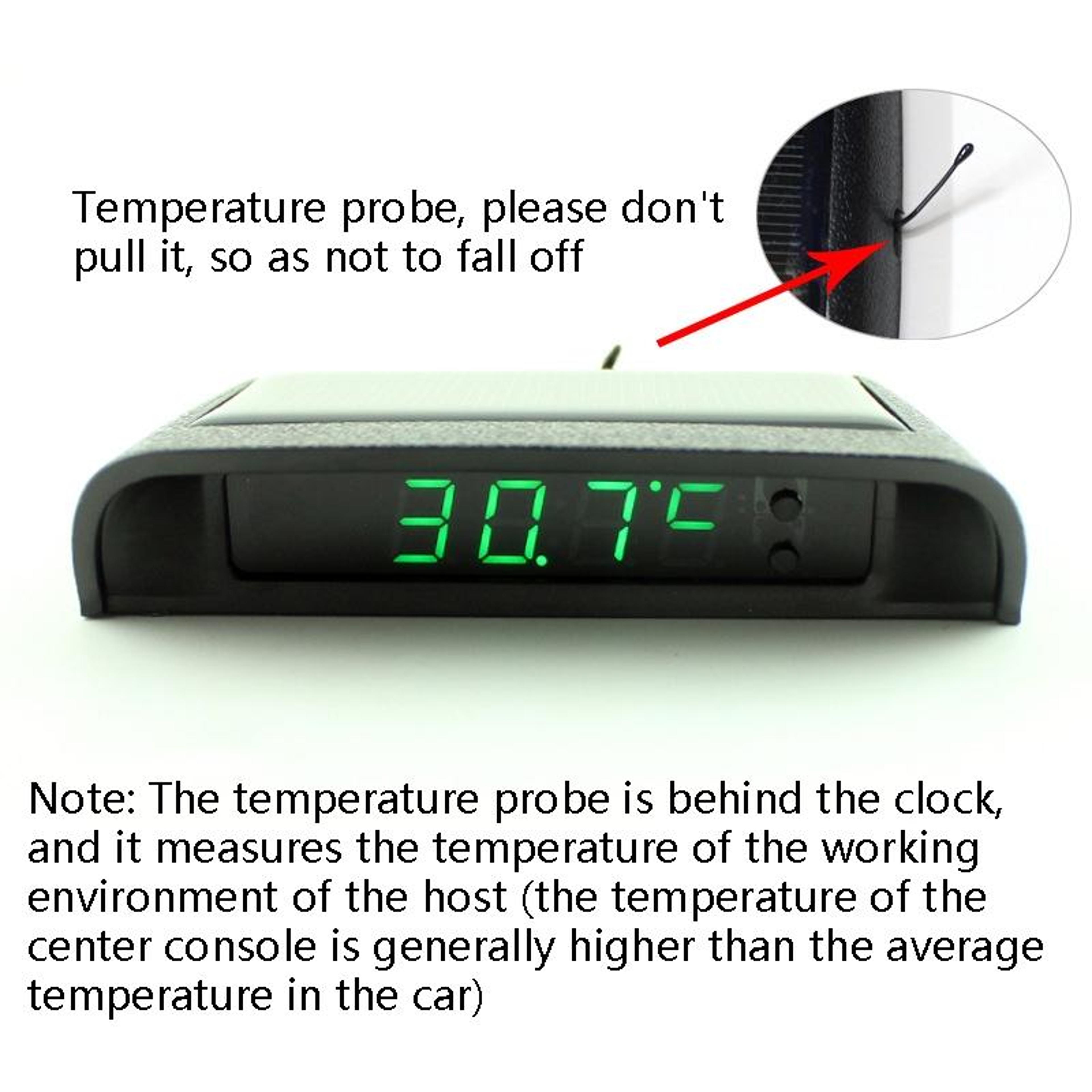 Solar Car Digital Clock With Temperature Time Date Week Display  Automotive Dashboard Thermometer 6