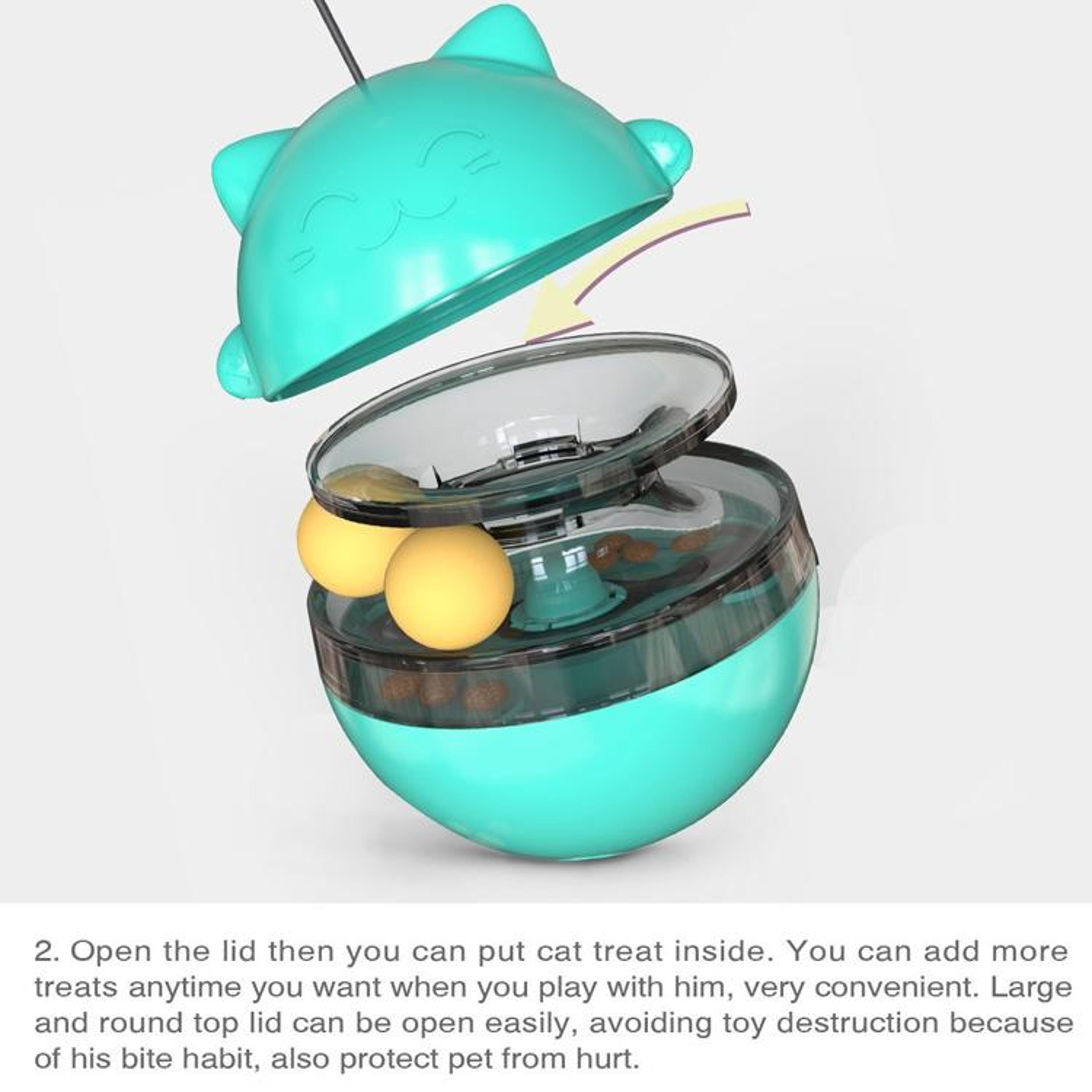 Interactive Cat Treat Dispensing Food Ball Tumbler Toy Blue  Slow Feeder Puzzle Toy 4
