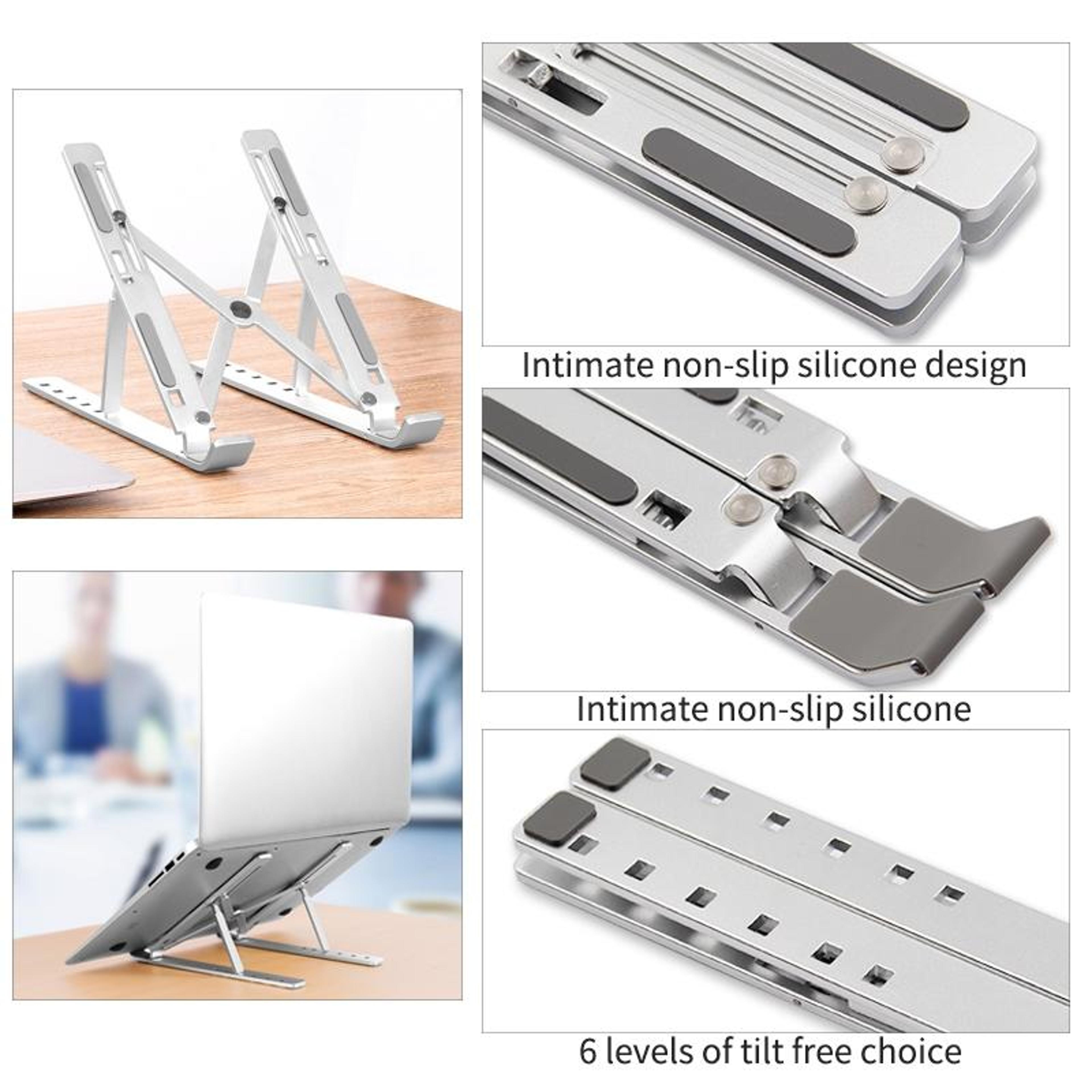 Adjustable Aluminum Ergonomic Laptop Stand With Cooling Design Foldable Portable Height Extender Ho 8