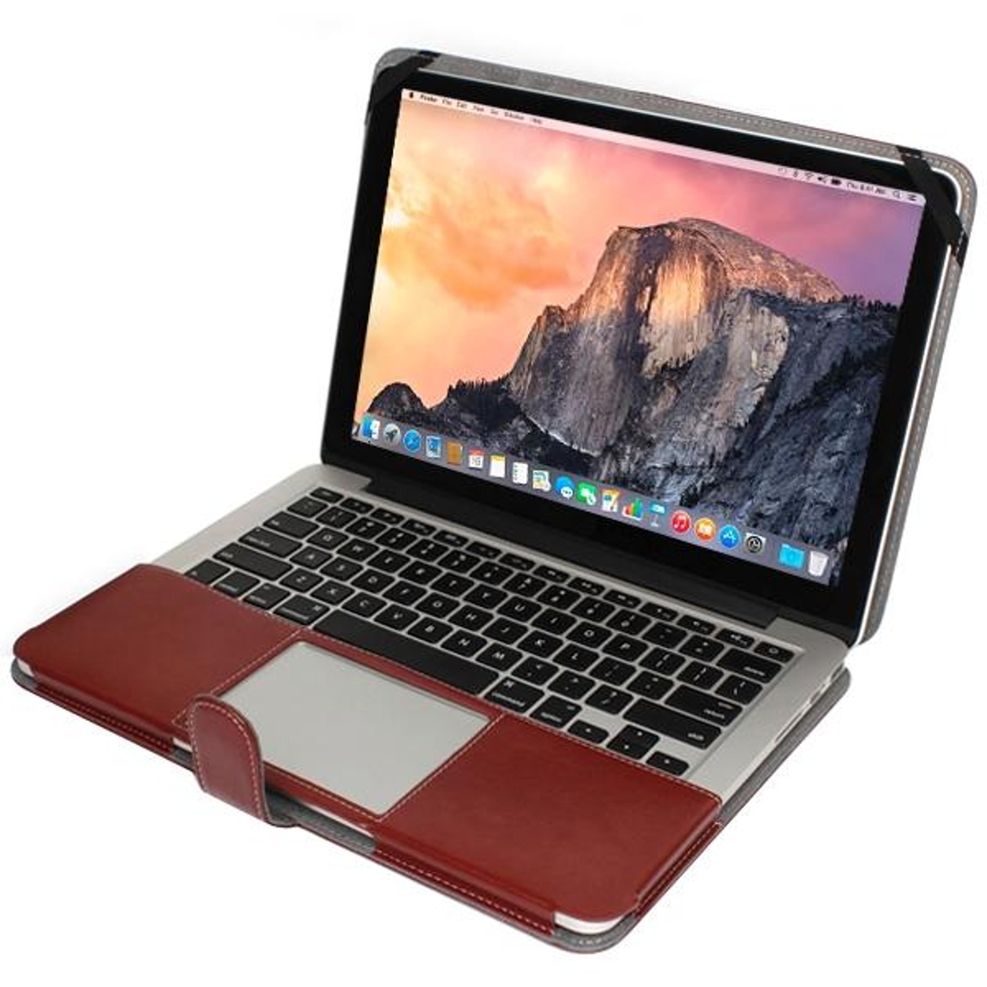 Eco Friendly Leather Case For MacBook Pro Retina 154 Snap Fastener Protective Sleeve Brown 5