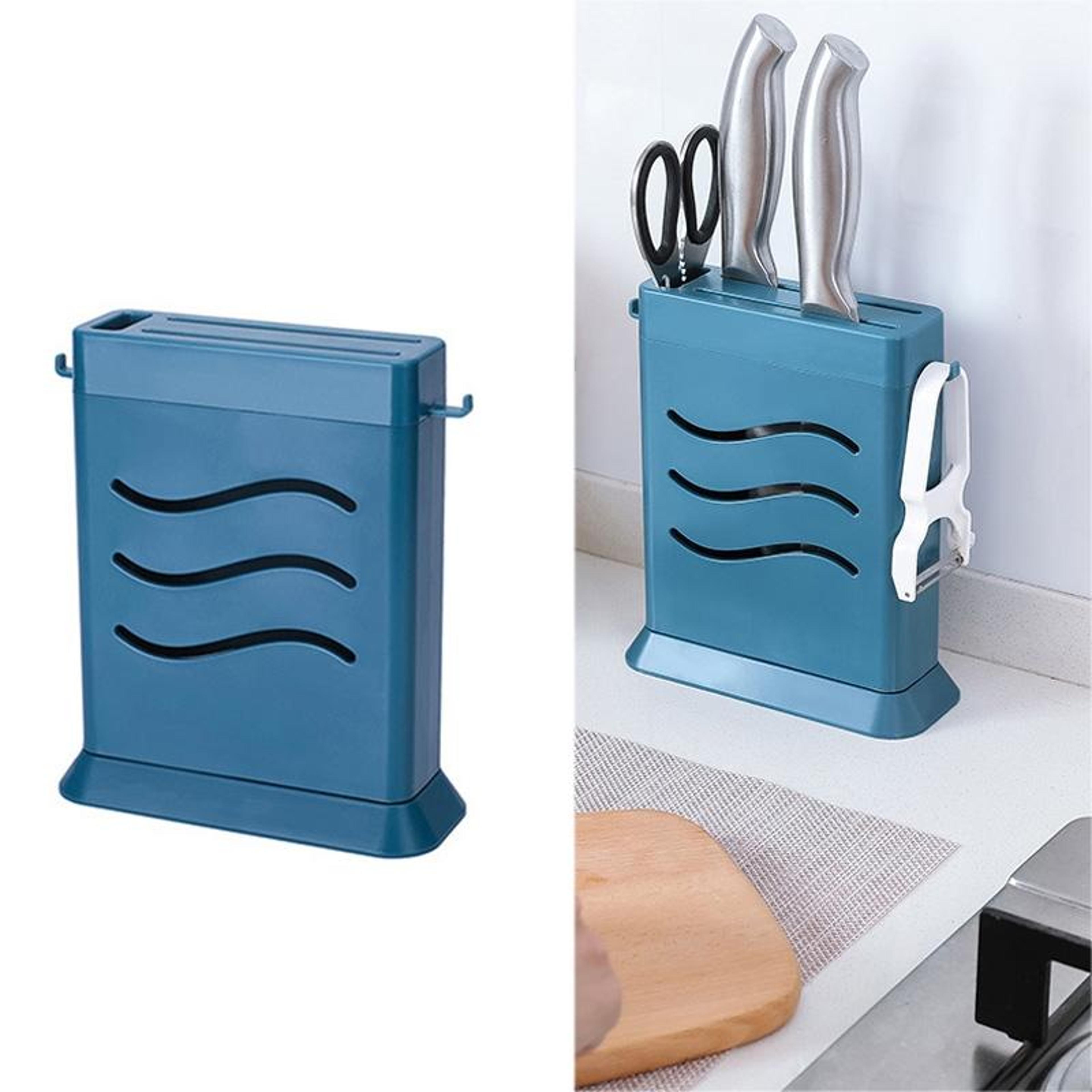 Multifunctional Knife Holder With Drain Tray Wall Mounted Kitchen Storage Rack Organizer 5