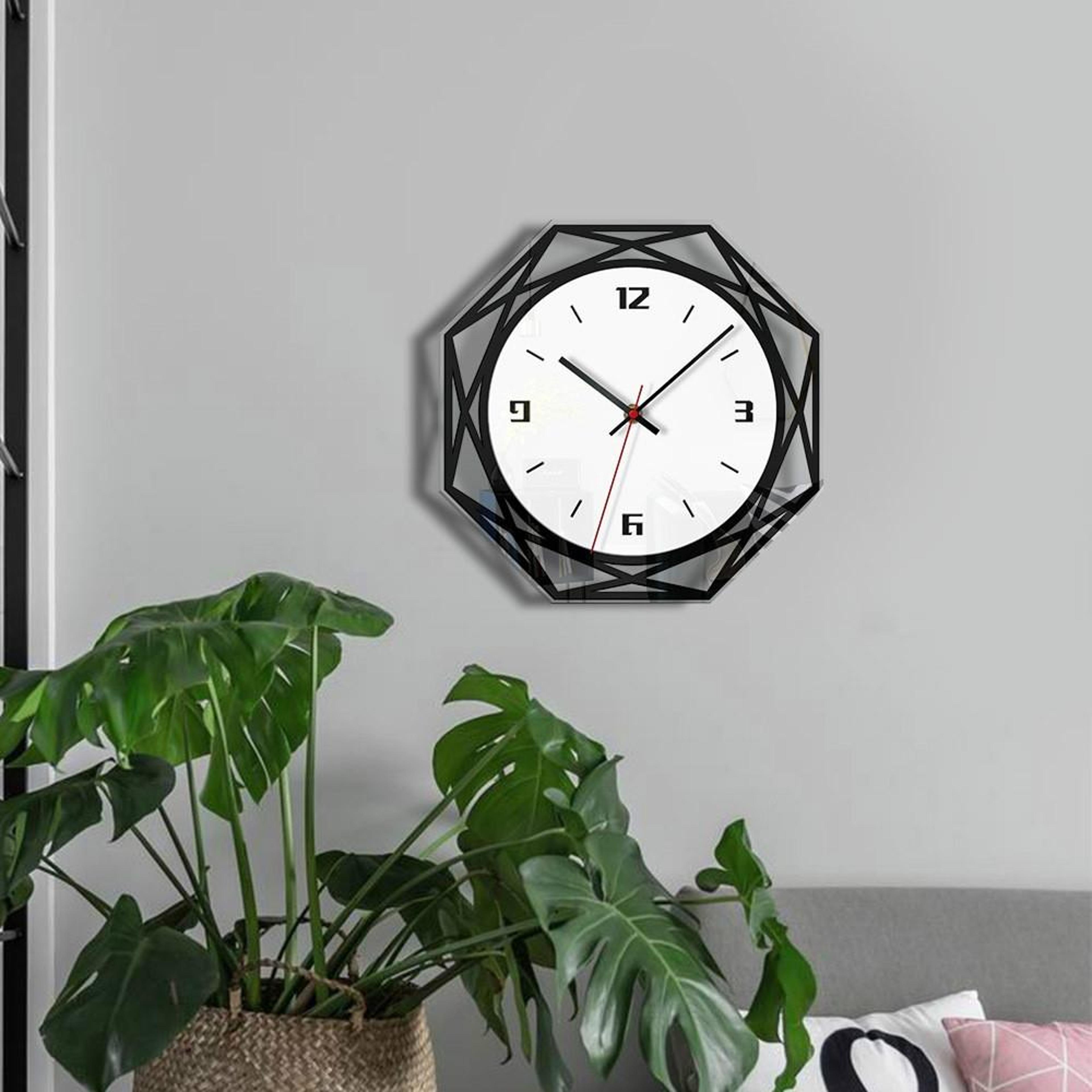 Modern Acrylic Wall Clock Transparent Minimalist Home Decor Quartz Timepiece Black 2