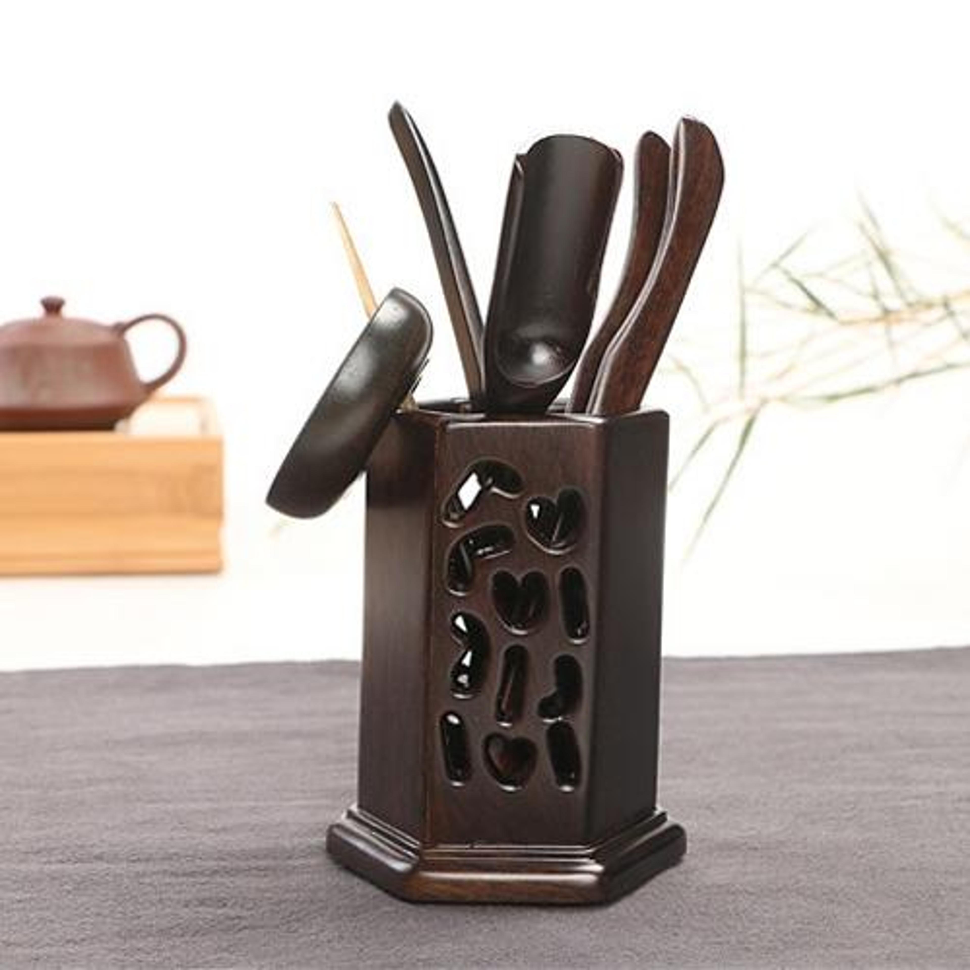 ebony wood tea set wooden tea tray accessories tea clip organizer for tea ceremony