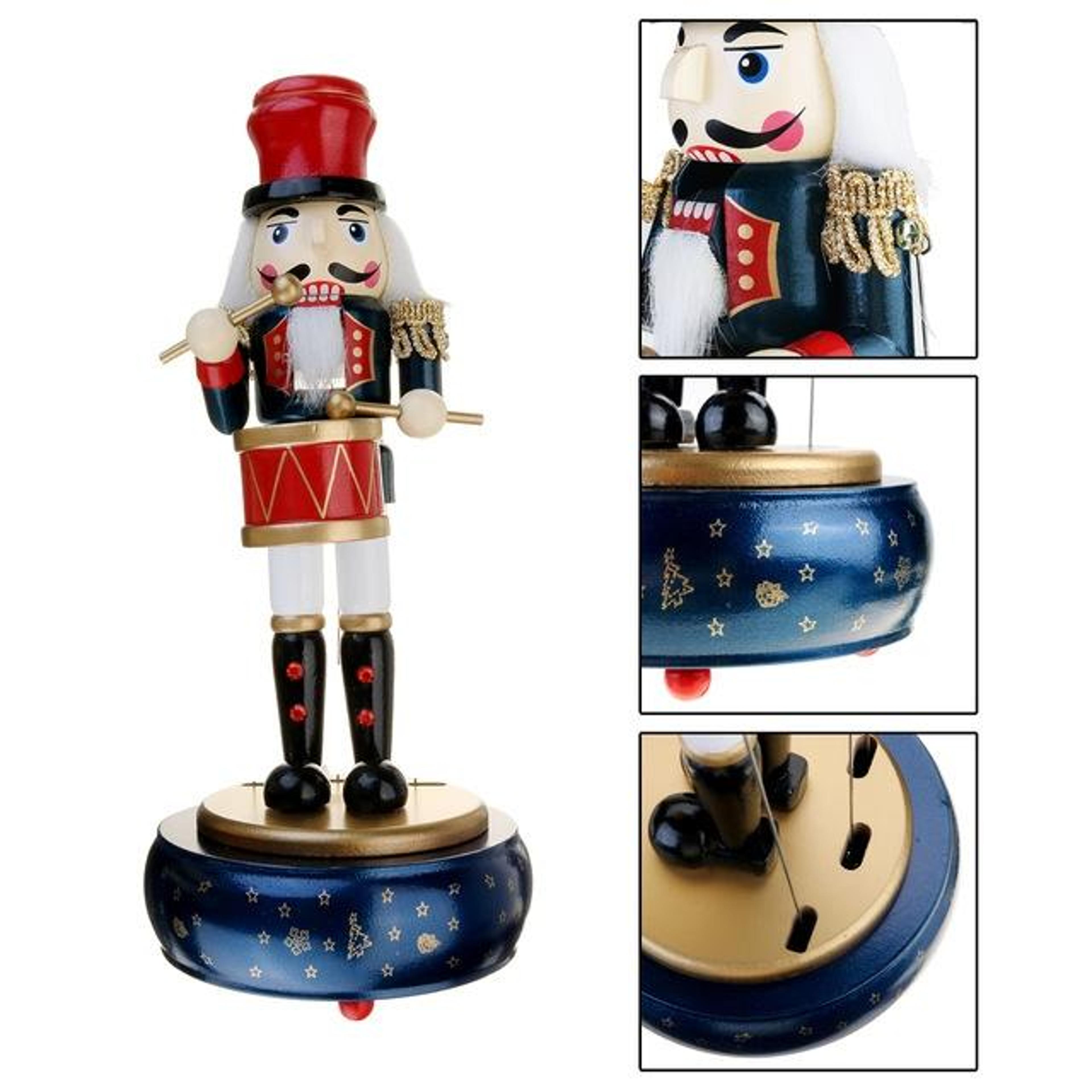 vintage nutcracker drummer music box handmade wooden holiday decor gift