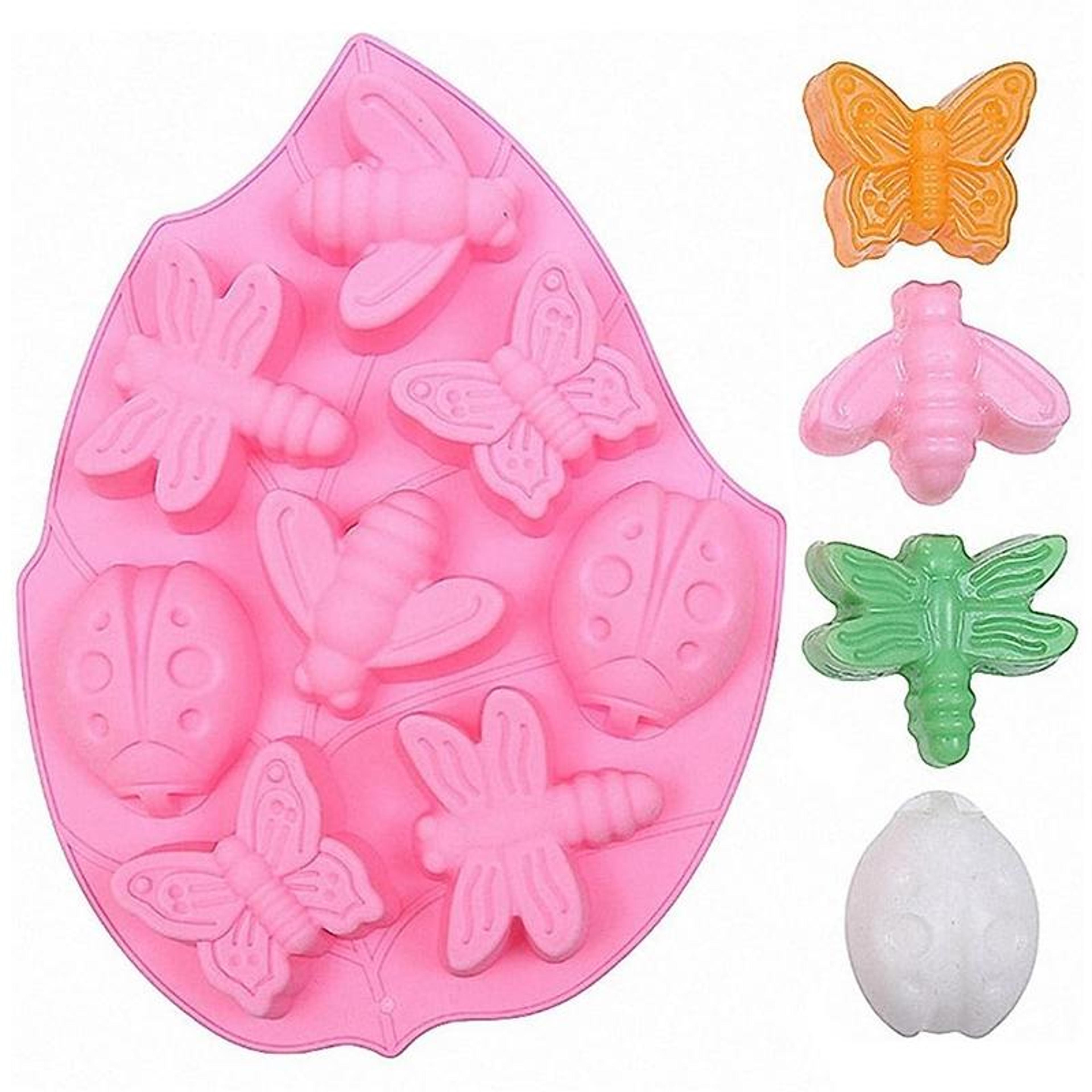 Nature Bugs Silicone Cake Mold Set 8Cavity Butterfly Dragonfly Beetle Baking Mold 2