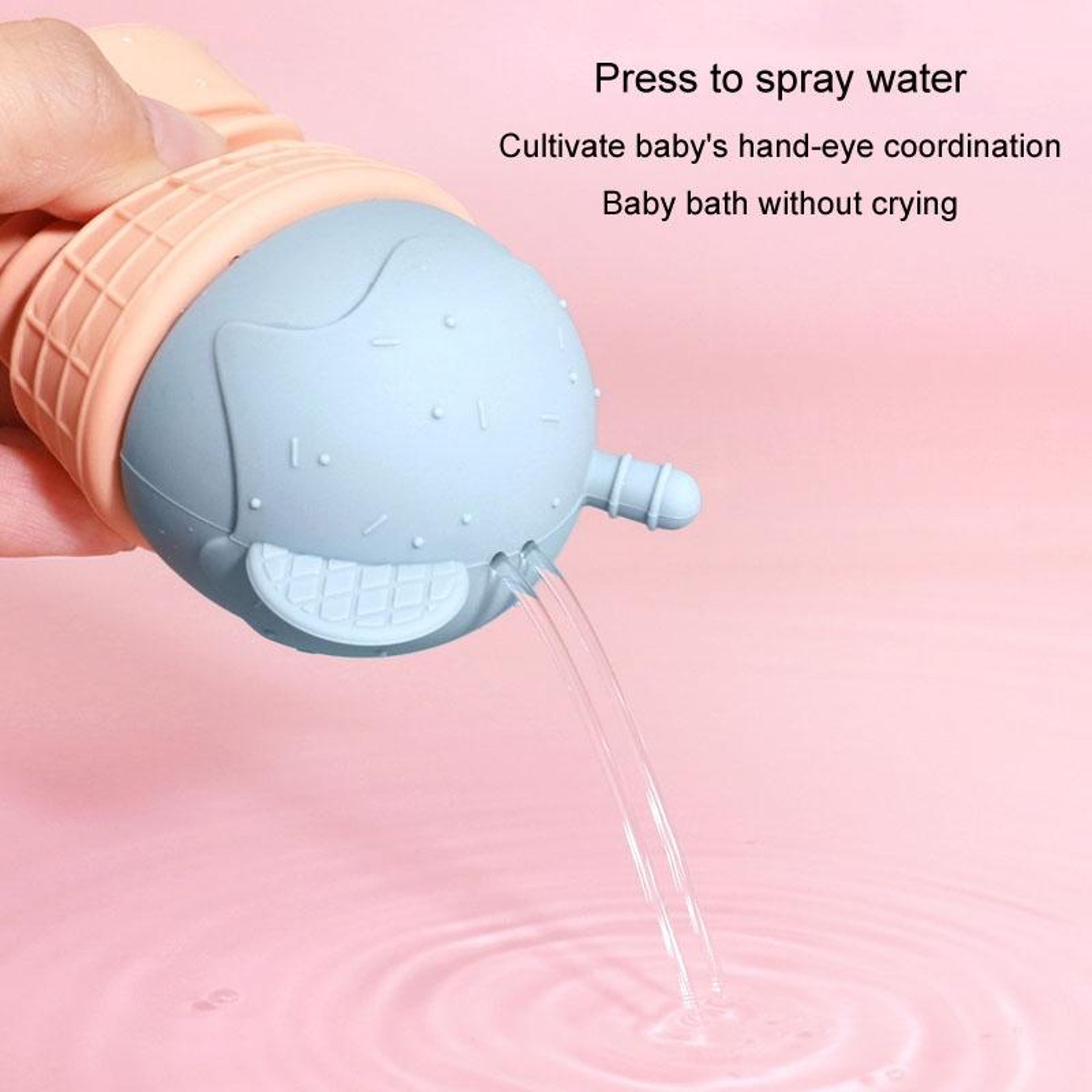 Cute Ice Cream Baby Bath Toy Spray Set  Silicone Toddler Bath Water Toy For Kids 3