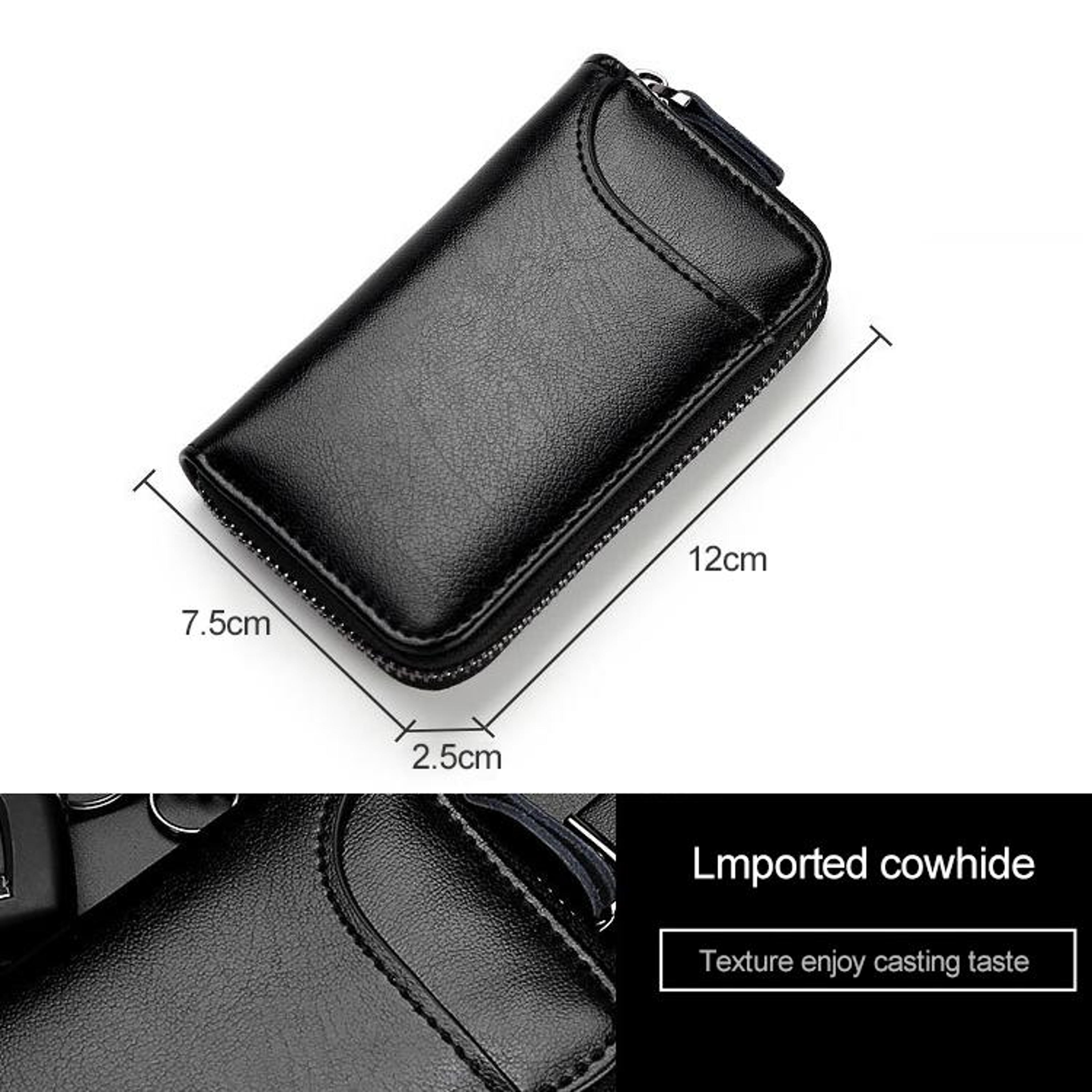 Leather Key Holder Wallet Large Capacity Zip Key Case Card Organizer 3