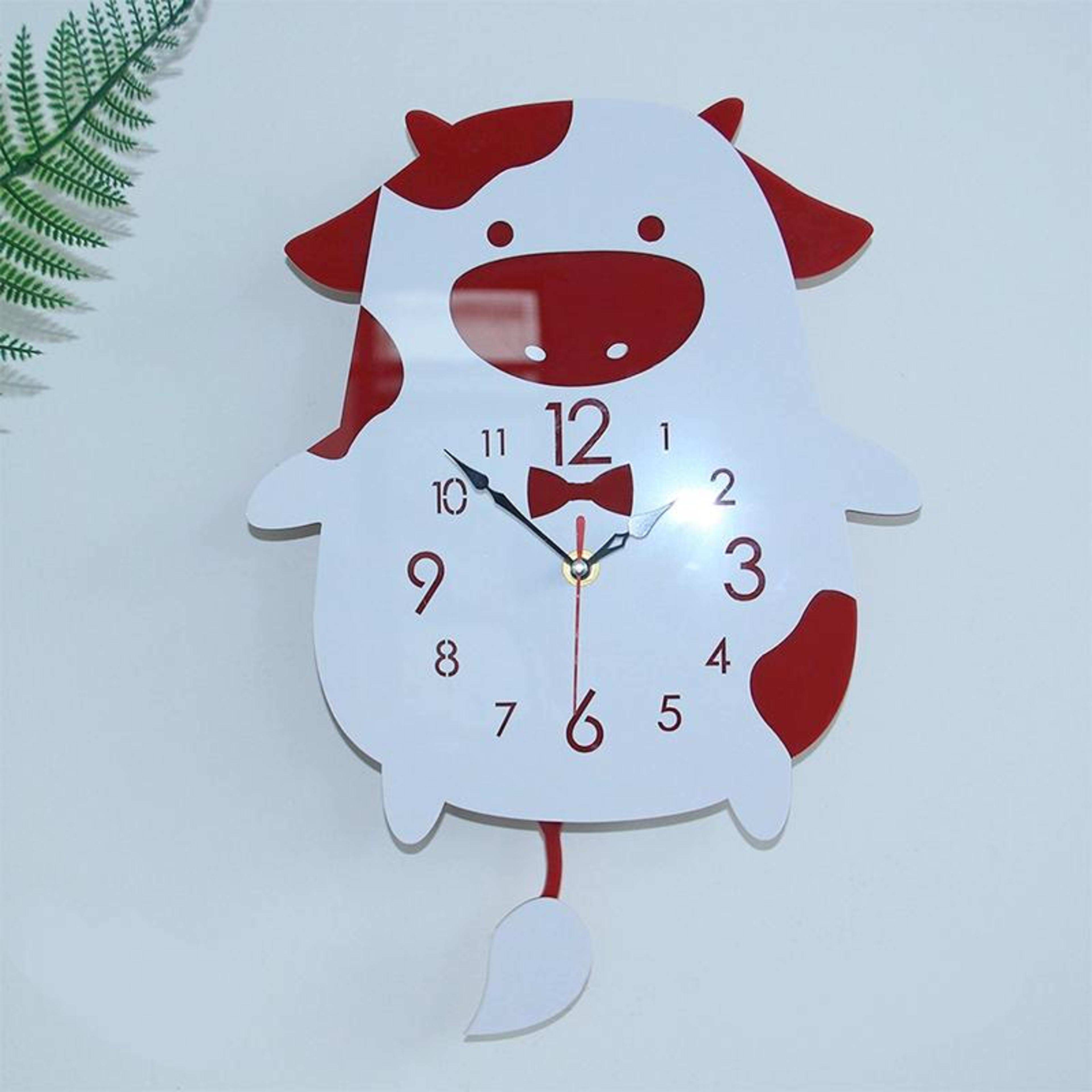 silent cow swing acrylic wall clock for home office bedroom decor