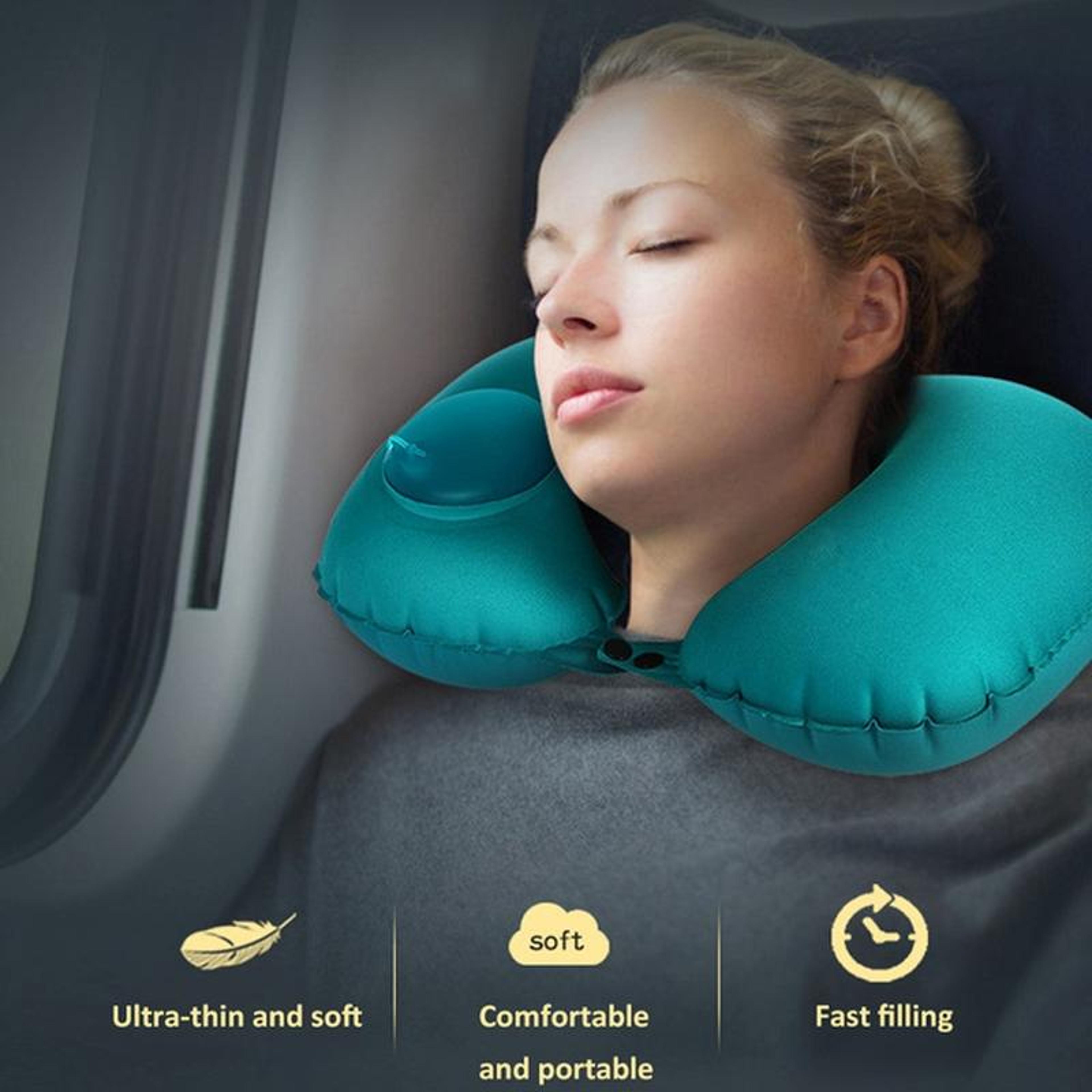 ComfortPress AutoInflating Travel Neck Pillow For Airplane Car  Office Support 9
