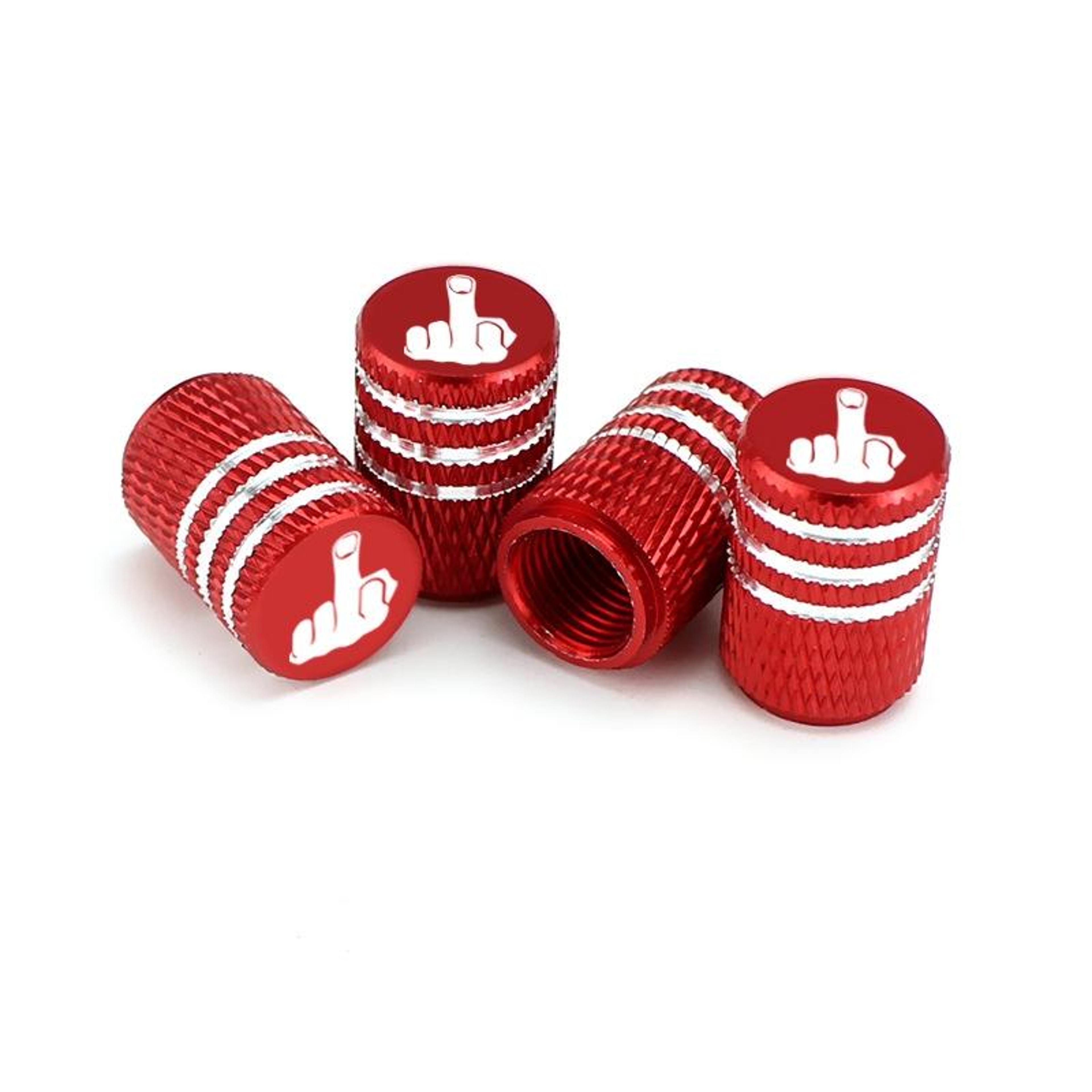 laser red aluminum car tire valve caps set universal dustproof anti-theft tire covers