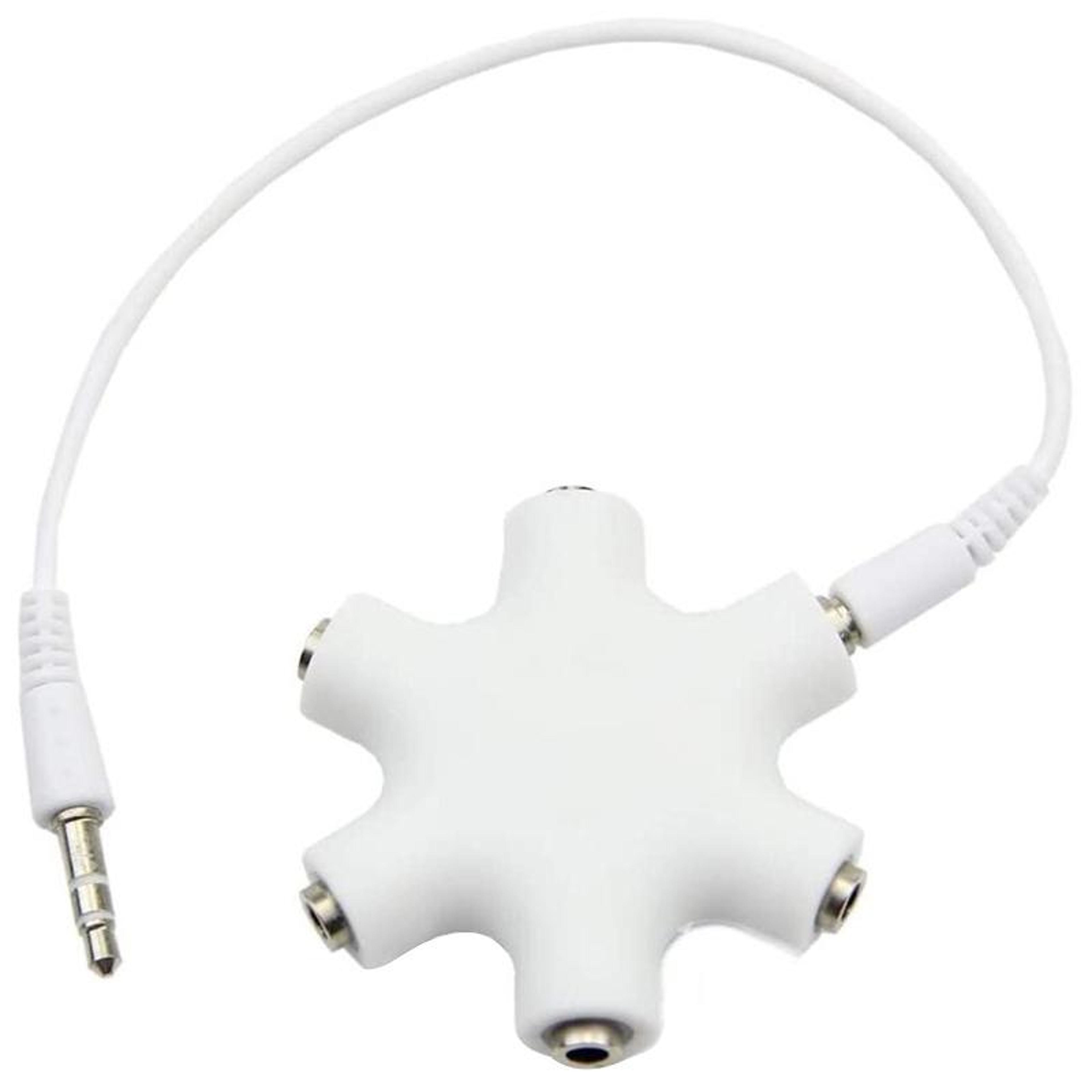 6-port headphone splitter audio sharing adapter with 3.5mm aux cable