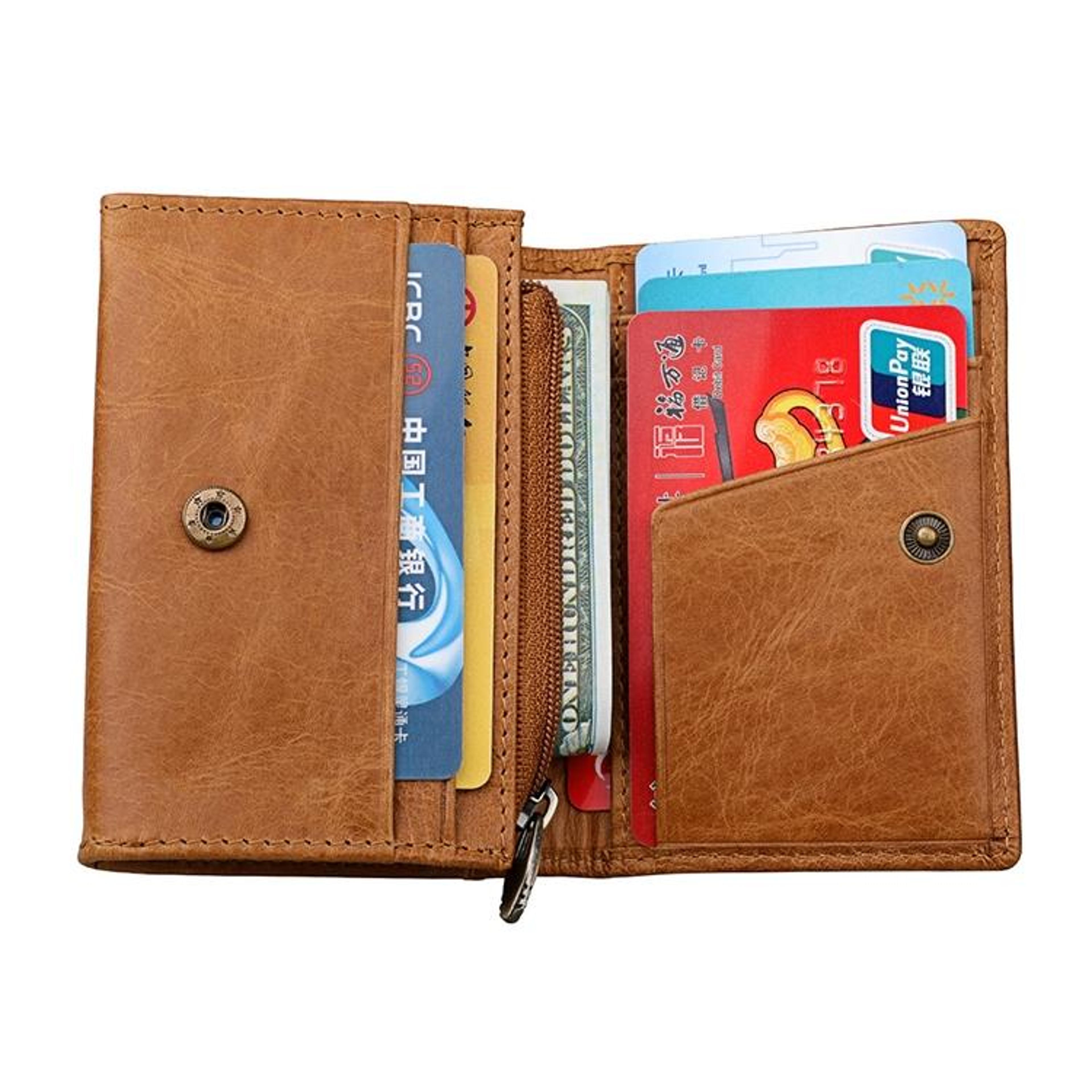 KB171 Antimagnetic RFID Crazy Horse Texture Leather Card Holder Wallet For Men And WomenYellowish B 4