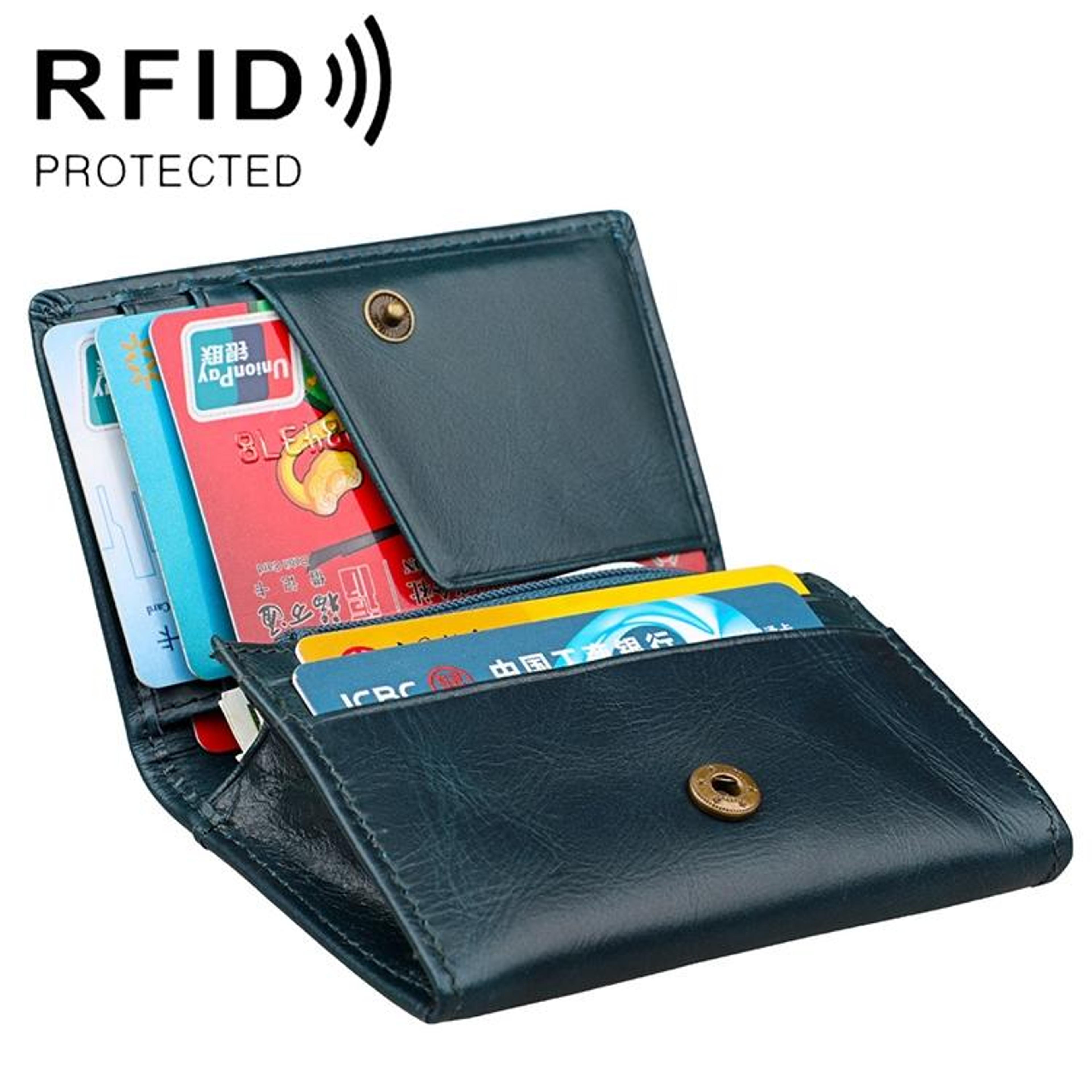 KB171 Antimagnetic RFID Crazy Horse Texture Leather Card Holder Wallet For Men And WomenYellowish B 9