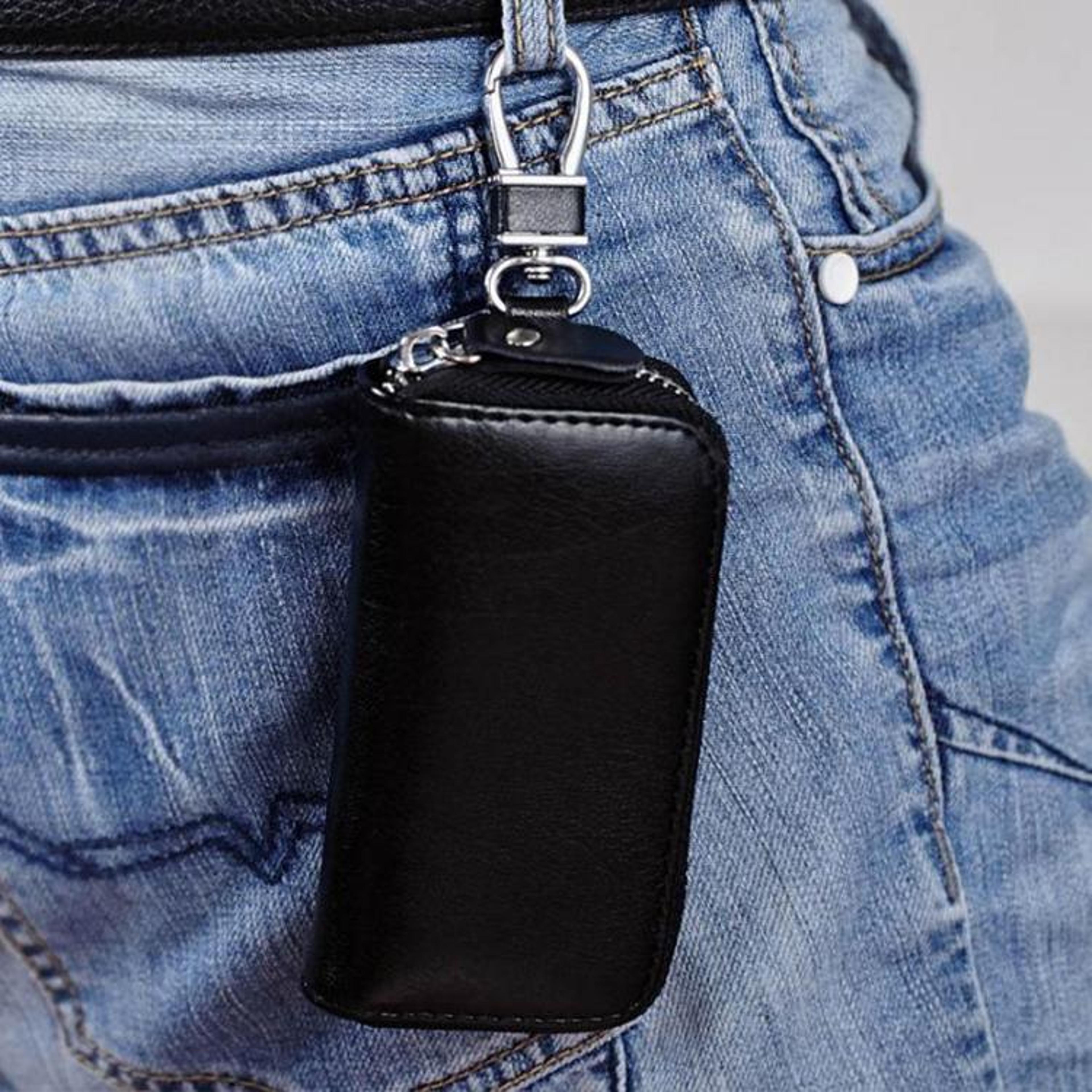 Multi Function Leather Waist Hanging Wallet Key Holder Zipper Pouch Organizer 2