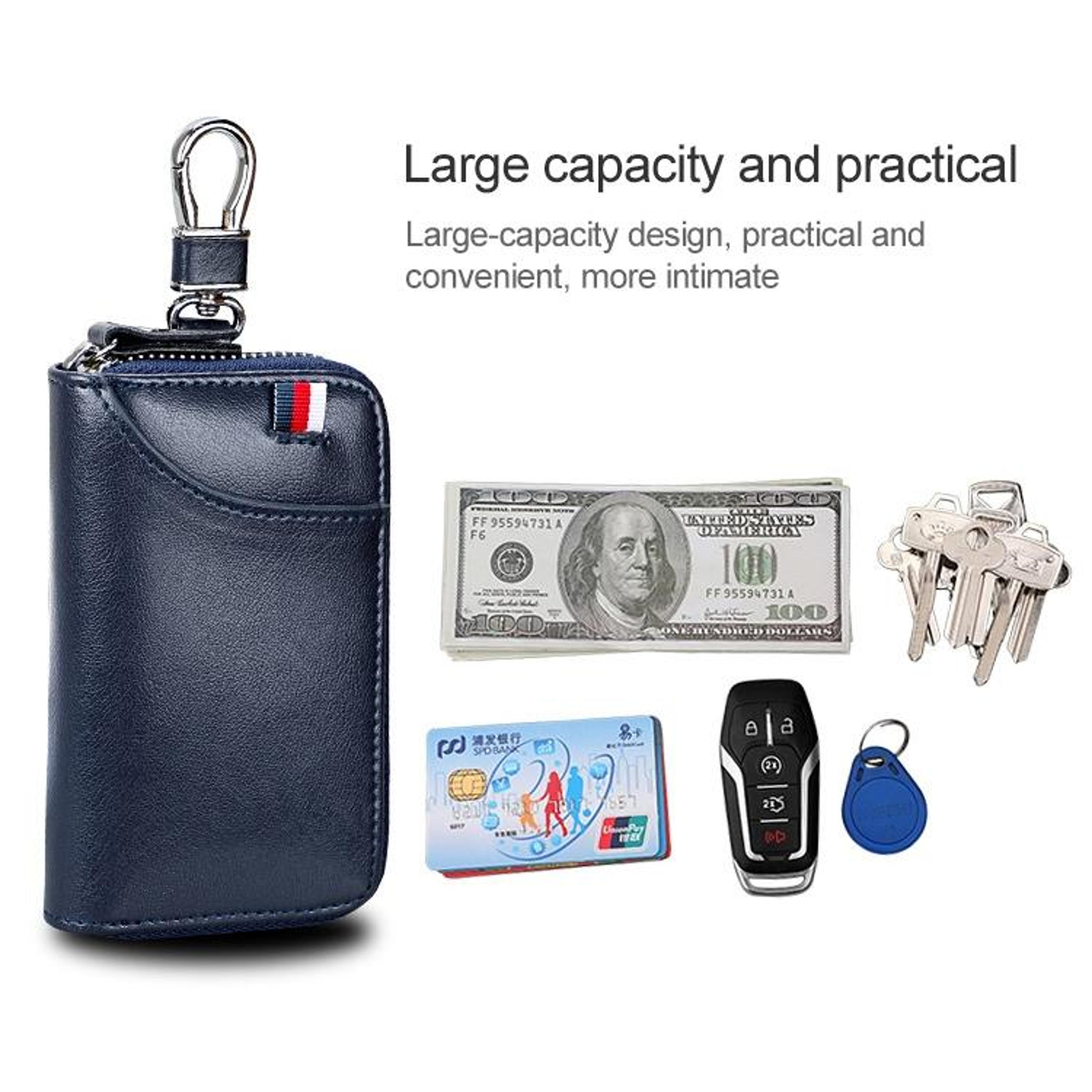 Multi Function Leather Waist Hanging Wallet Key Holder Zipper Pouch Organizer 6