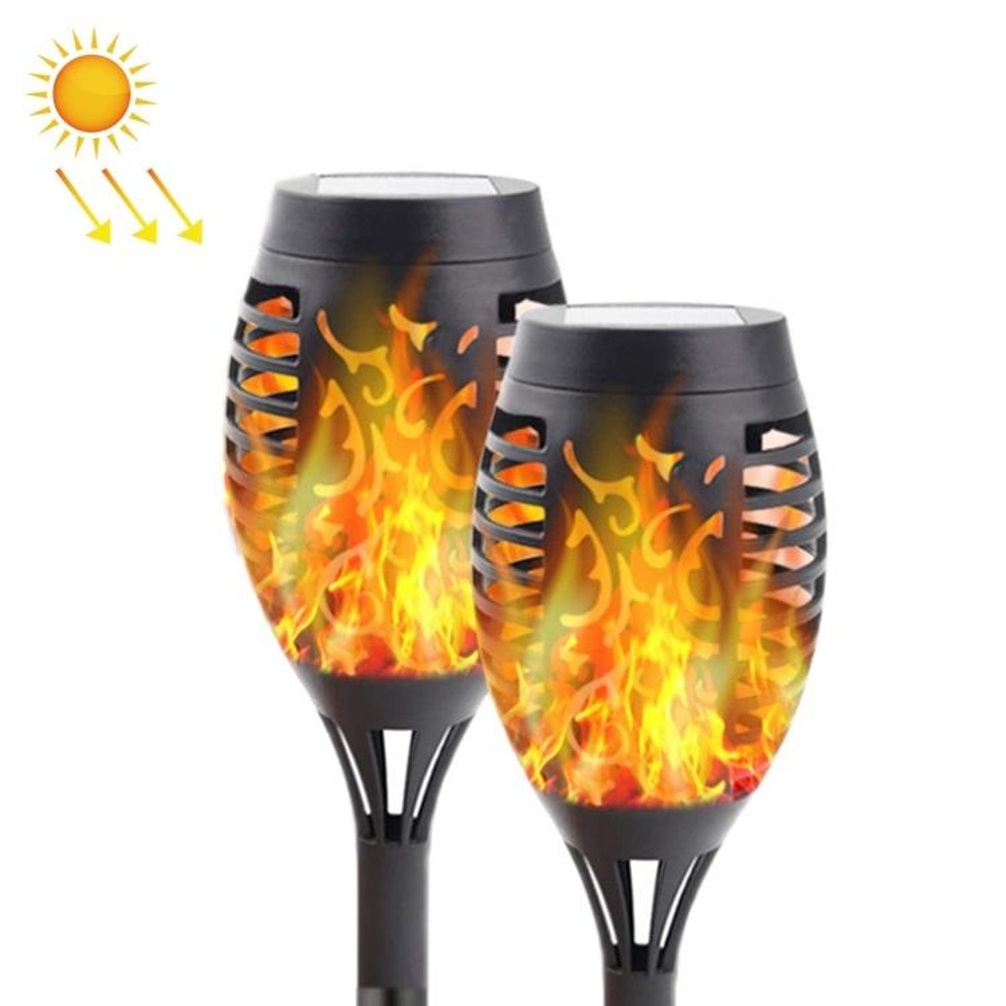 solar flame light outdoor garden torch waterproof led landscape lights (2pcs)