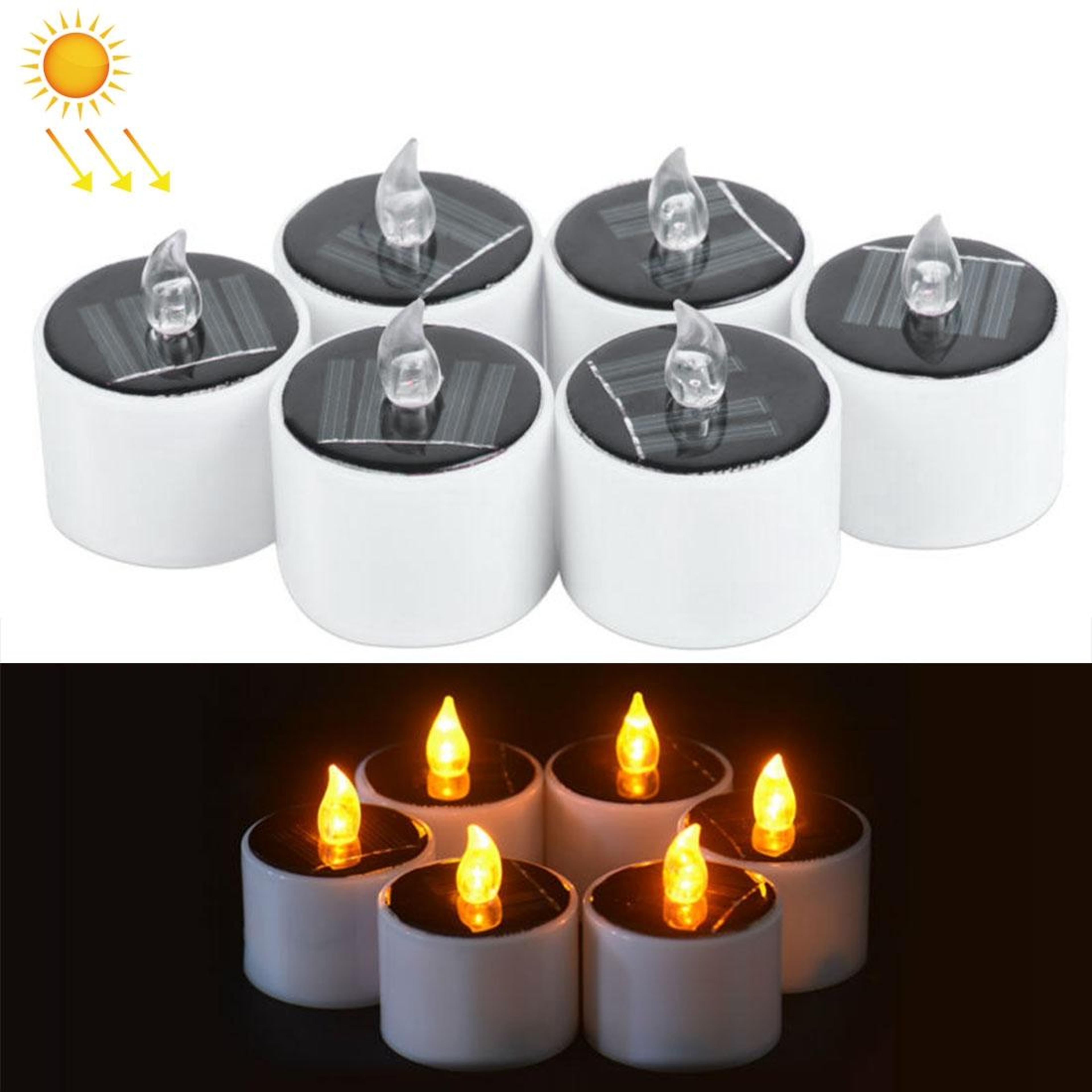 6 pack solar candle lantern lights flameless led outdoor garden decorative lights