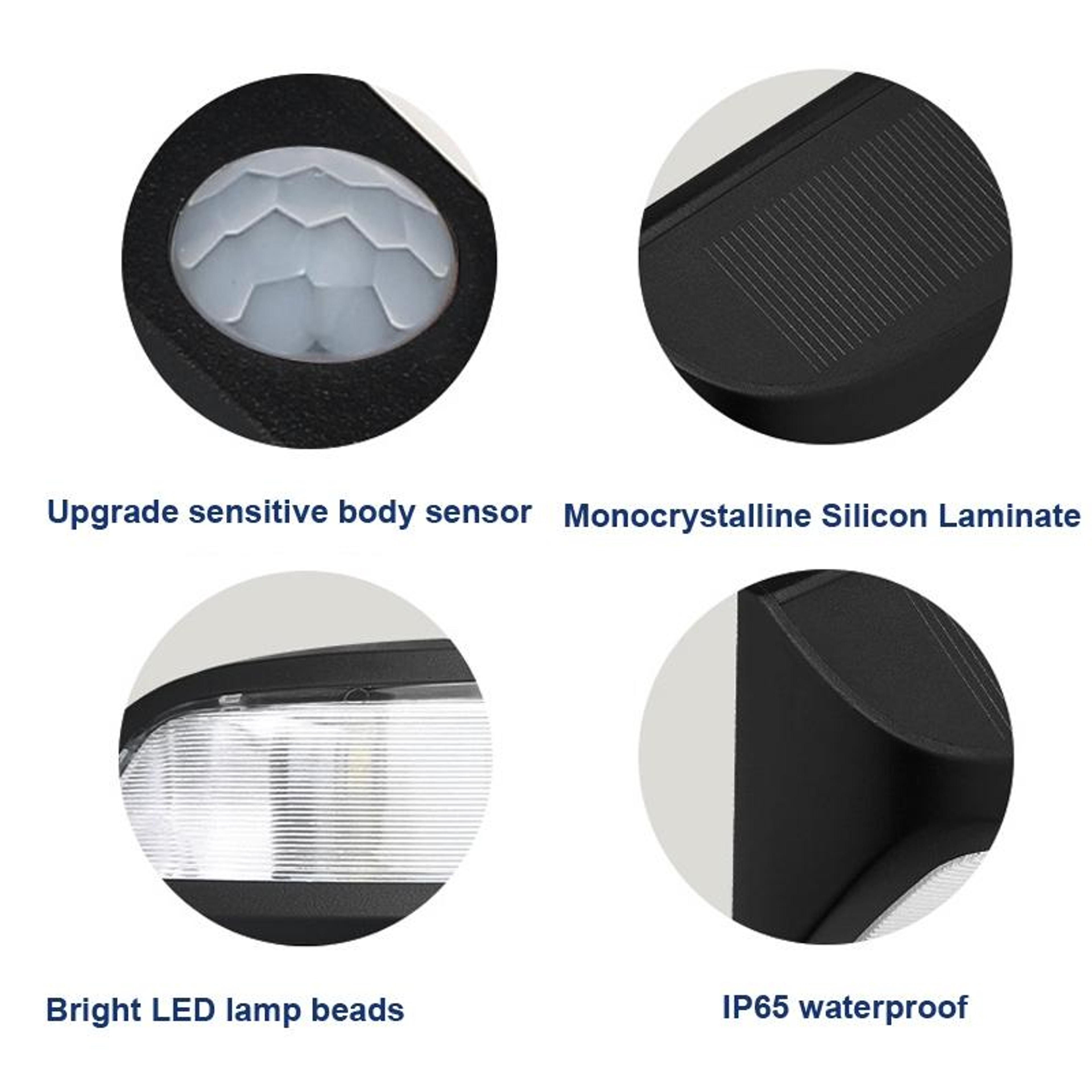 Human Body Induction Solar Motion Sensor Garden Wall Light Outdoor Waterproof Warm LED 3