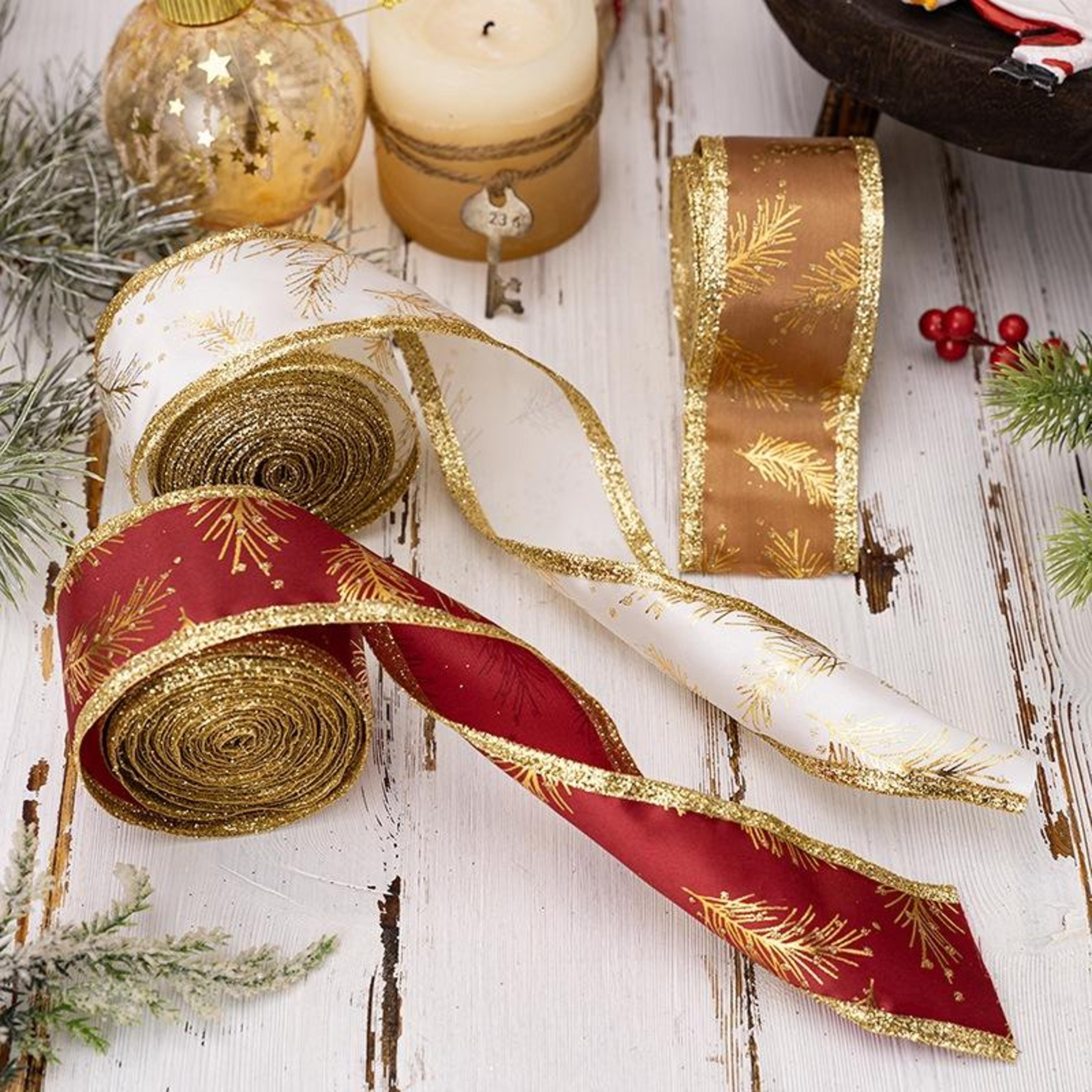 Christmas Wired Decorative Ribbon Roll For Gift Wrapping Tree Trim  Holiday Decor 4