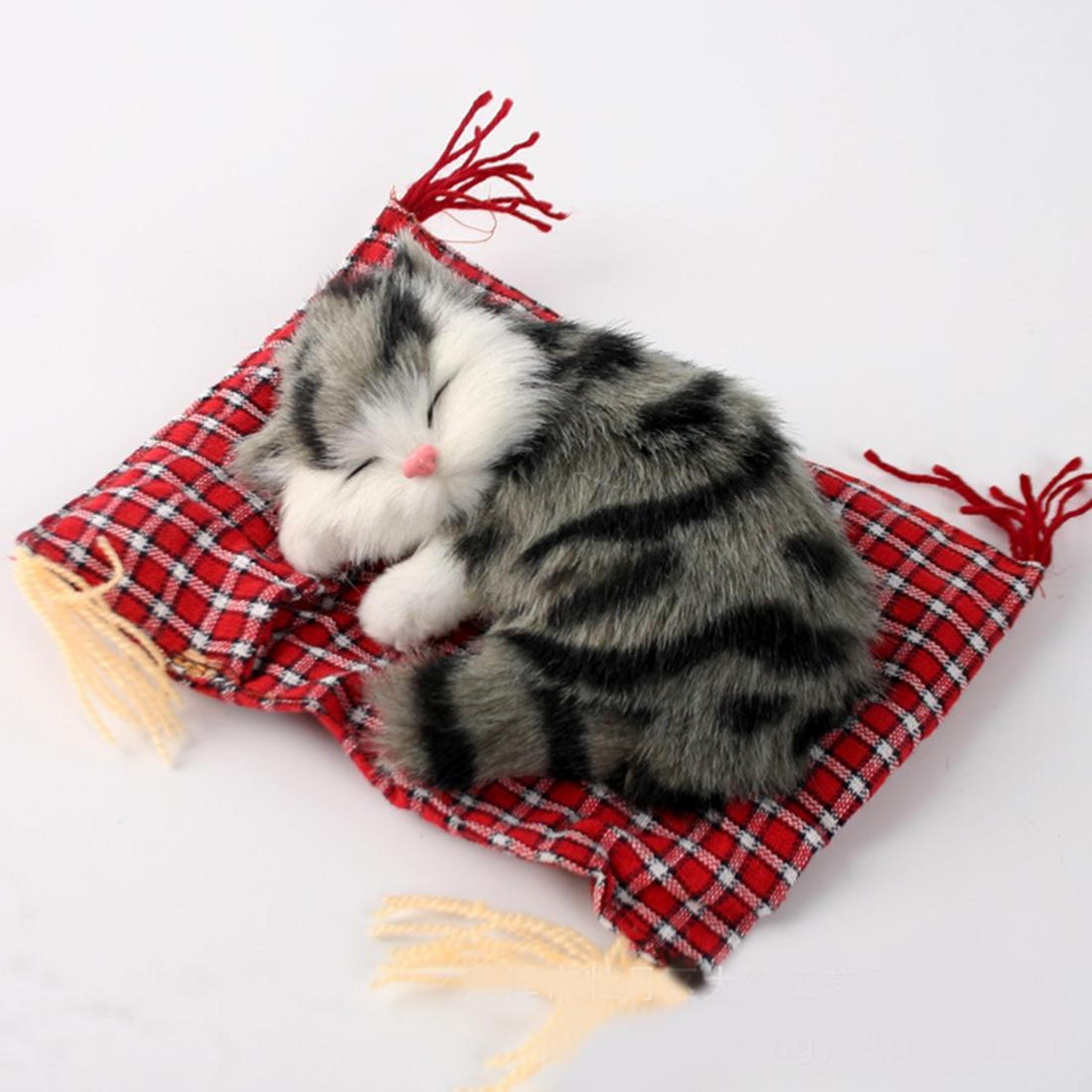 Realistic Sleeping Cat Plush Decoration Mat For Car Desk  Home Decor 2