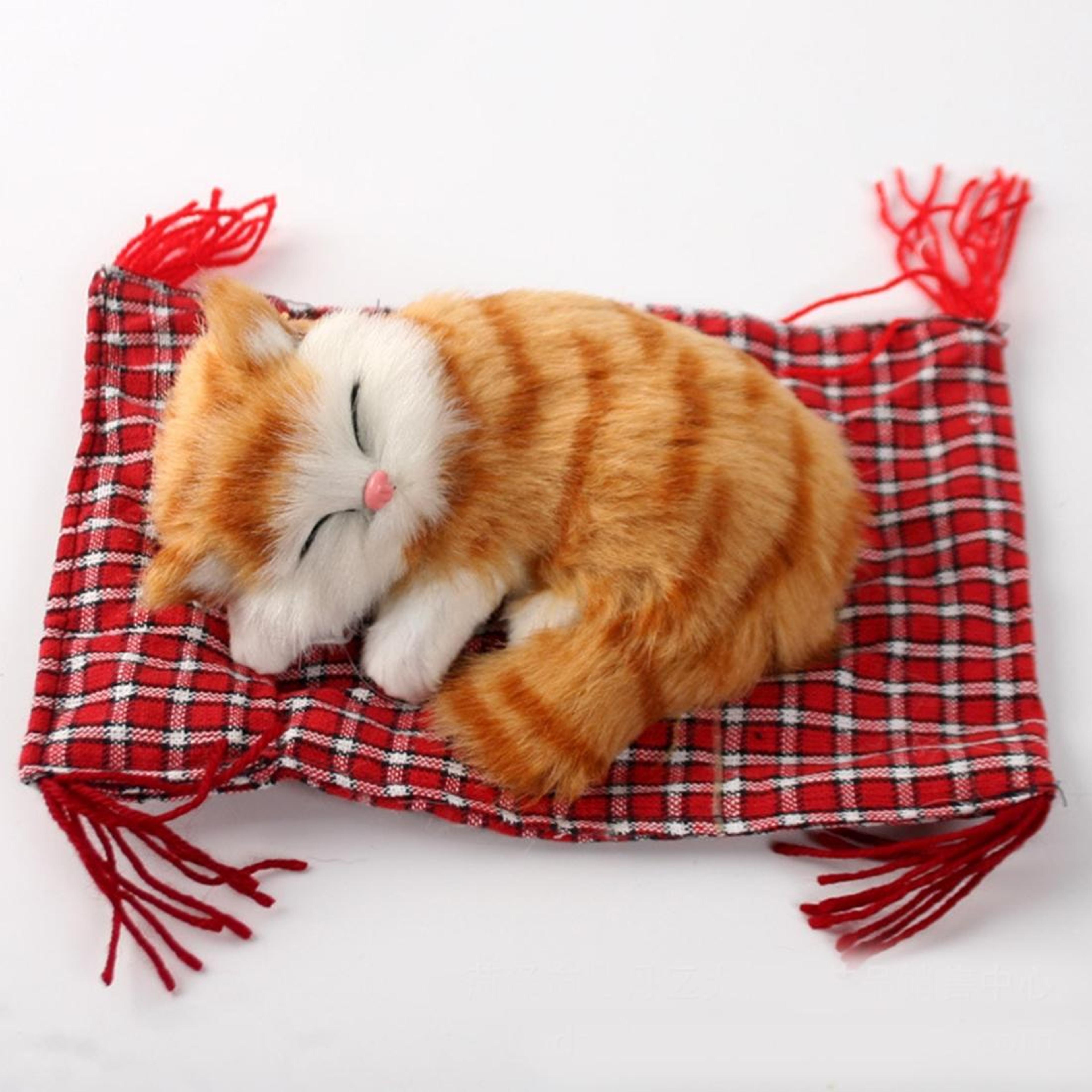 Realistic Sleeping Cat Plush Decoration Mat For Car Desk  Home Decor 4