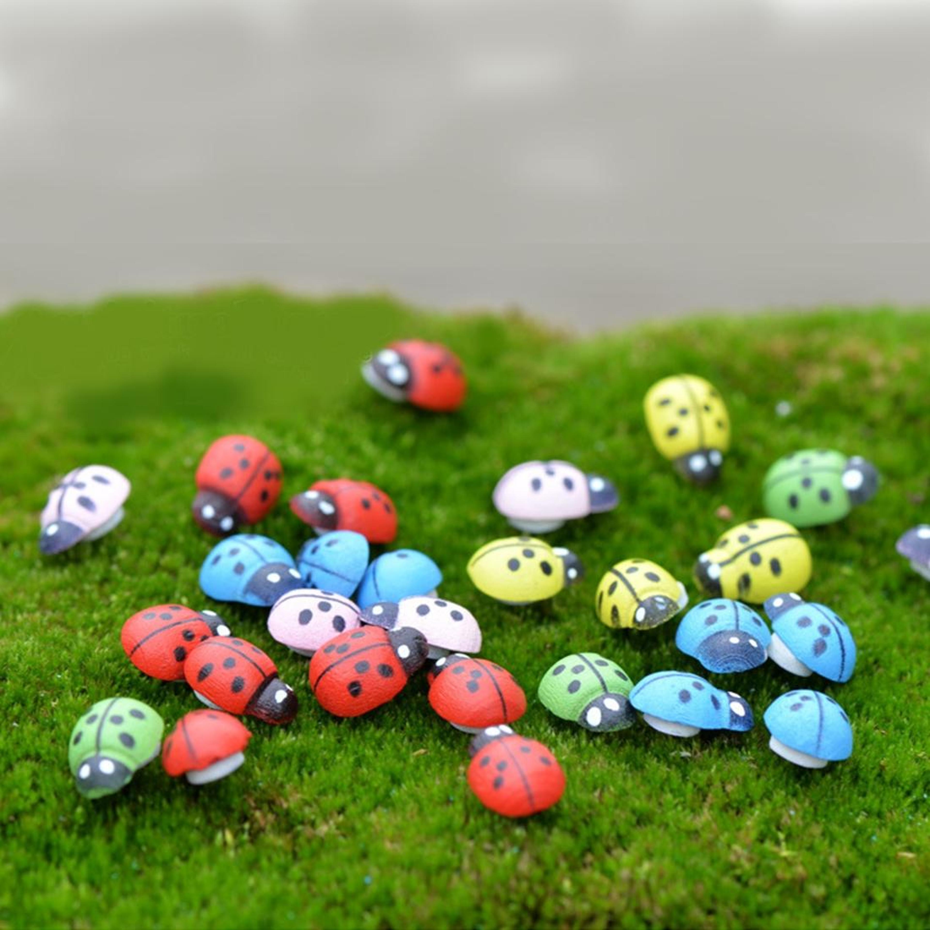rustic wooden ladybug craft decorations set of for fairy gardens, moss landscapes & diy crafts
