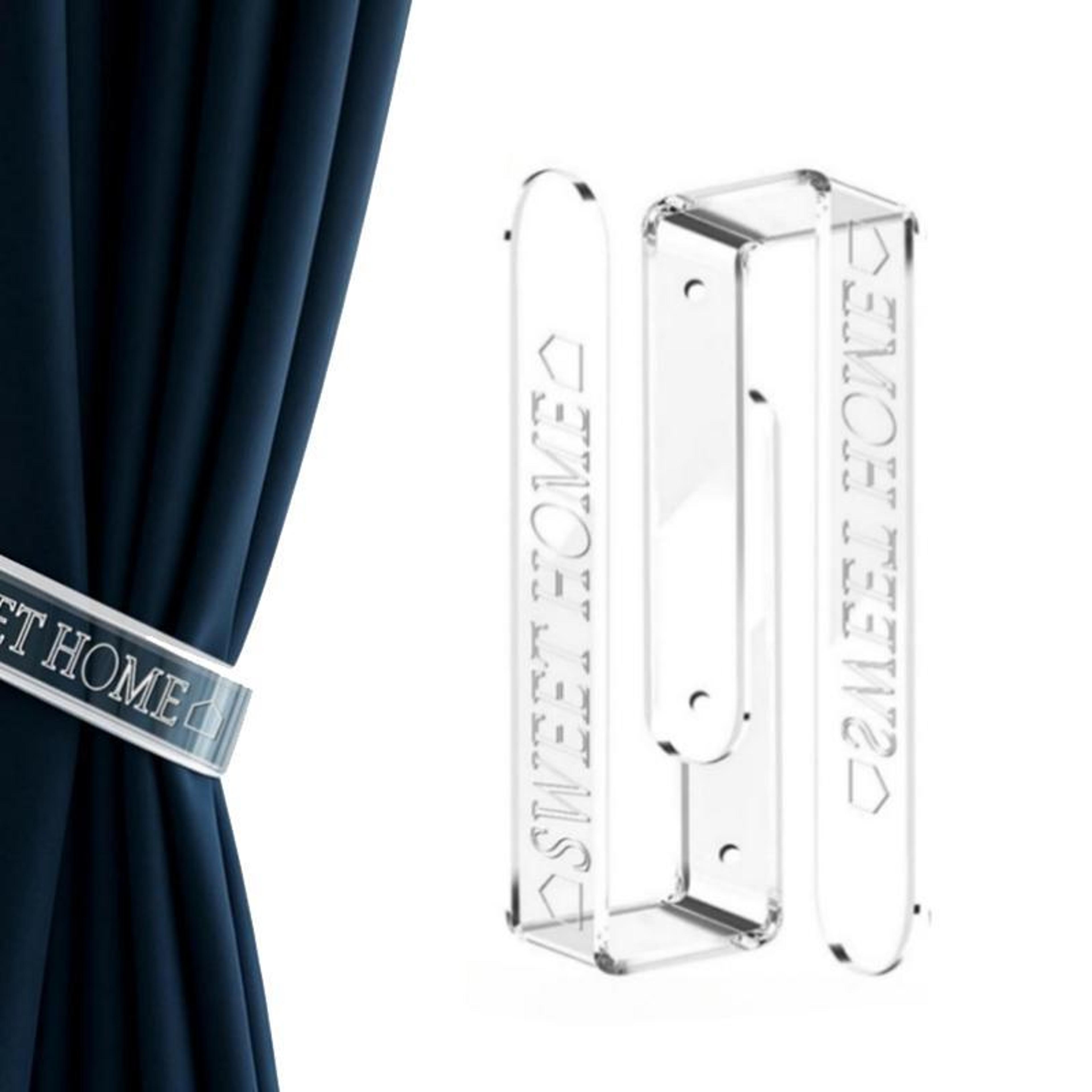 crystalclear acrylic curtain tieback holders drill-free curtain holders & curtain clips set